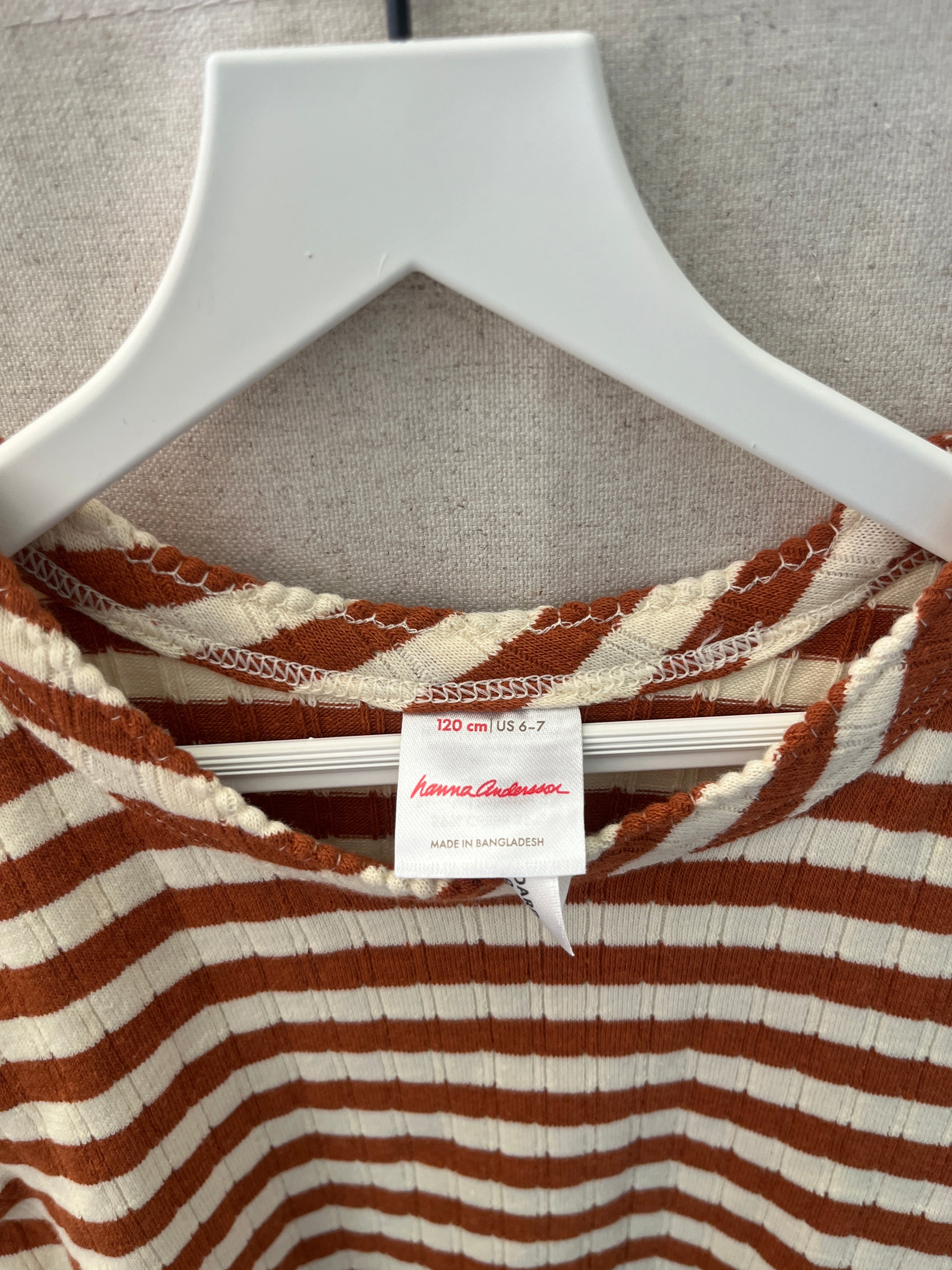 Hanna Andersson Rust White Stripe T-Shirt / 6-7