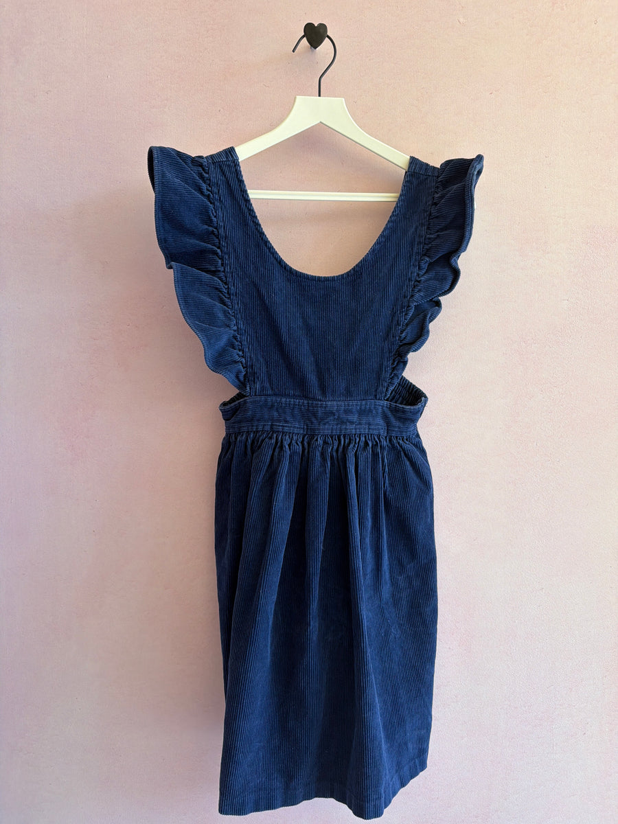 vintage Navy Cord pinafore dress / 8