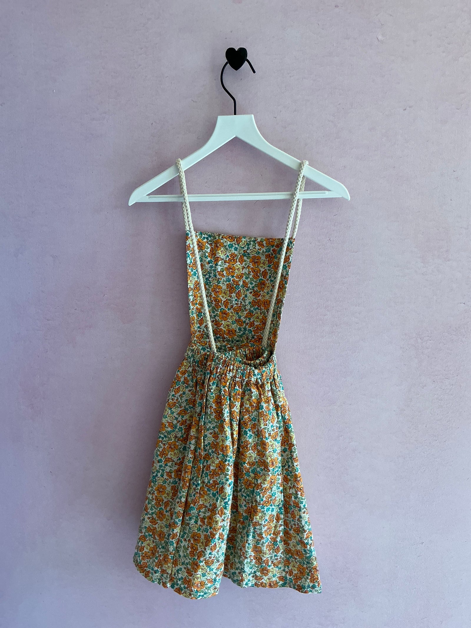 Bizarra Orange Floral Pinafore Dress / 4-5