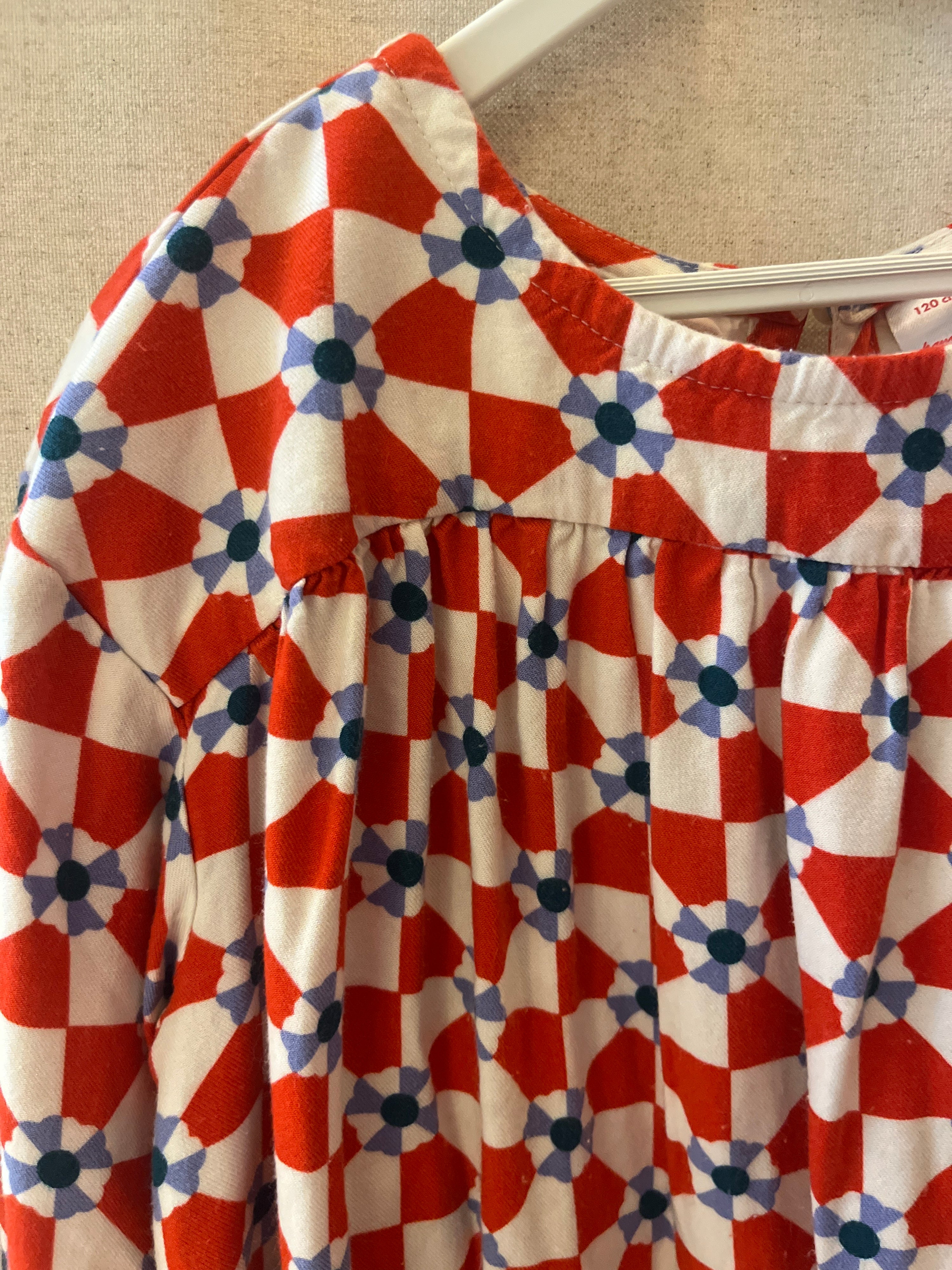Hanna Andersson Red and White Pinwheel Blouse / 6-7 Years