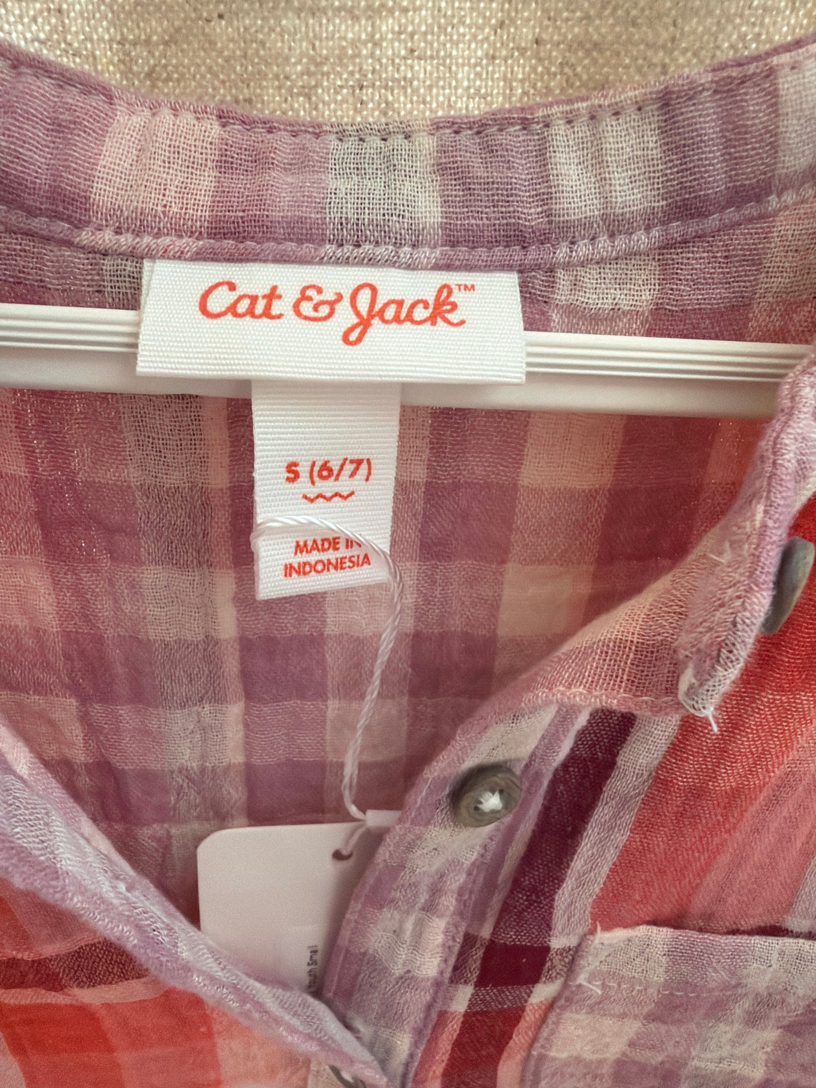 Cat & Jack Orange Plaid Dress / 6-7