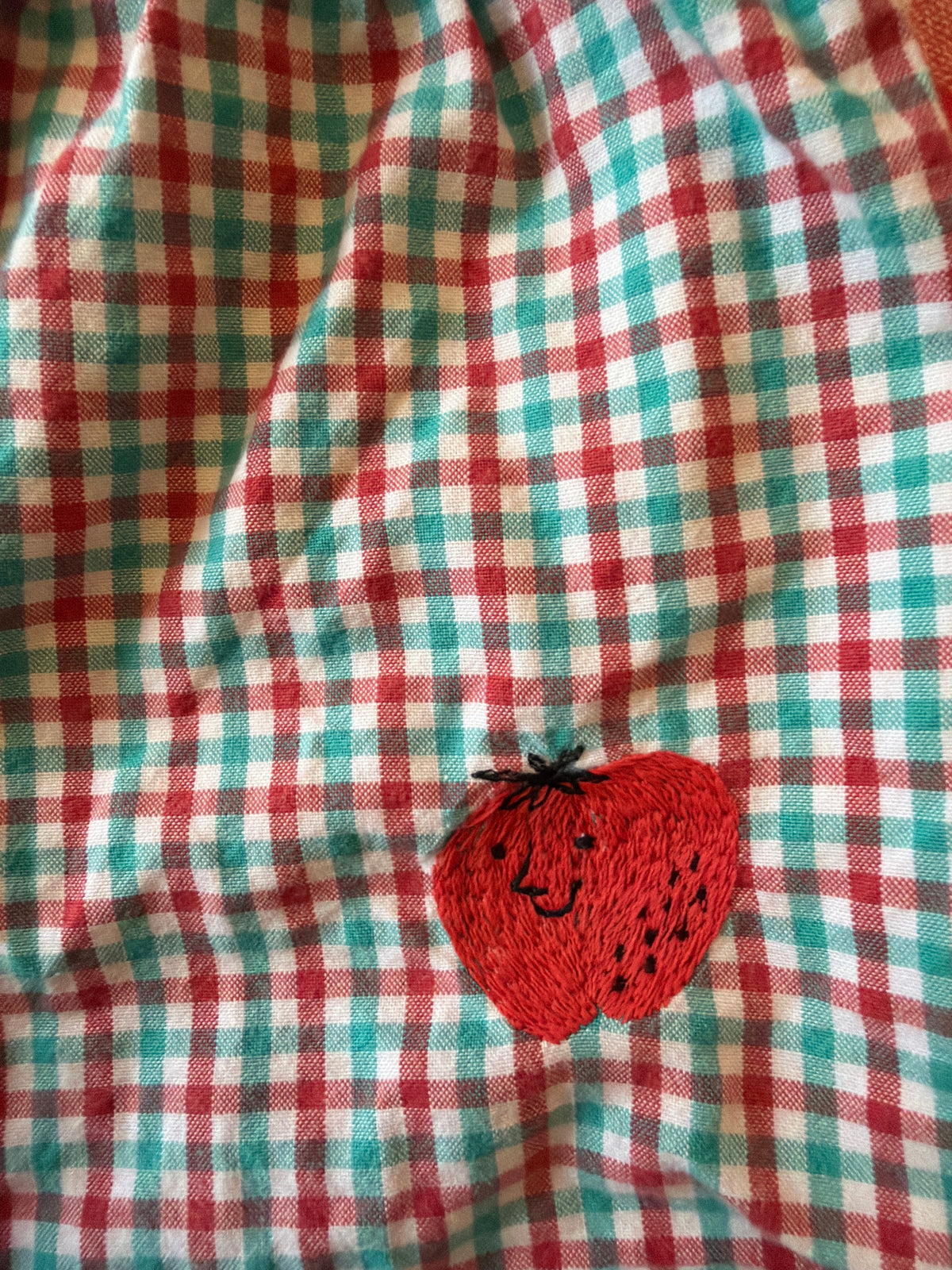 Bobo Choses Picnic Check Apple Top and Shorts Set / 3-6 months