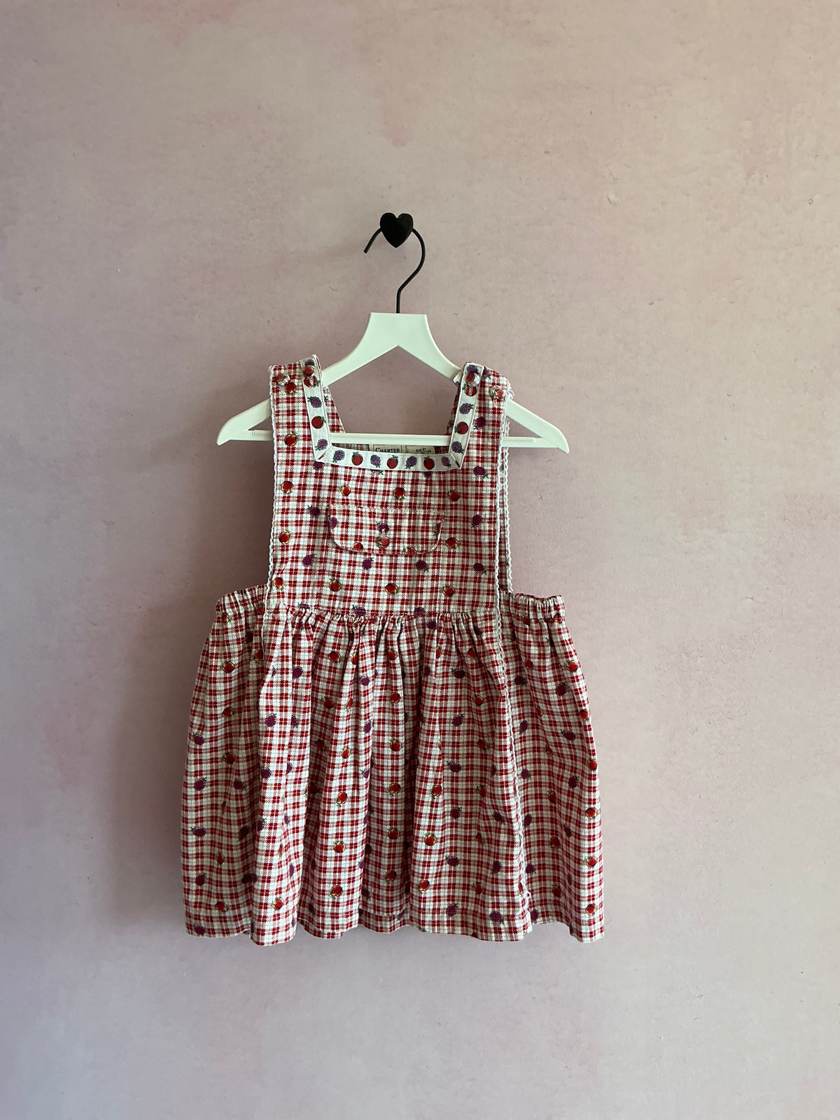 vintage Toddler Charter Club Peach Grape Red Plaid Dress / 3T