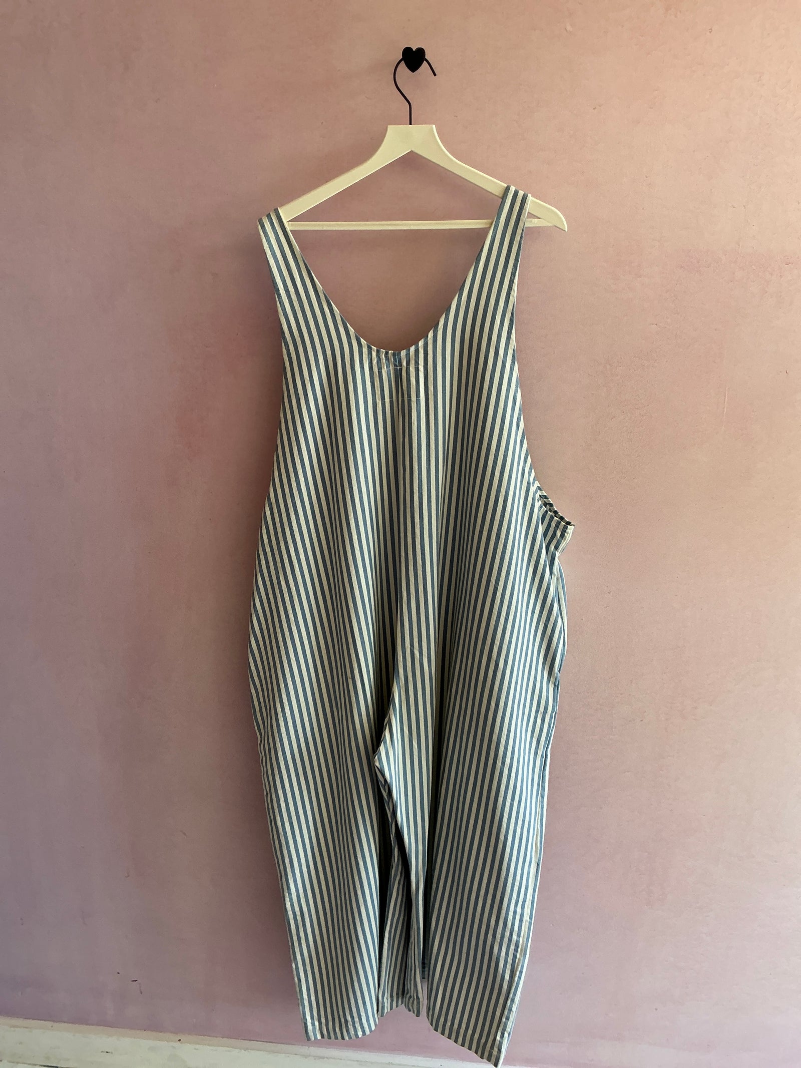 StateTheLabel Jumper in Blue Railroad Stripe overalls / Women's Medium