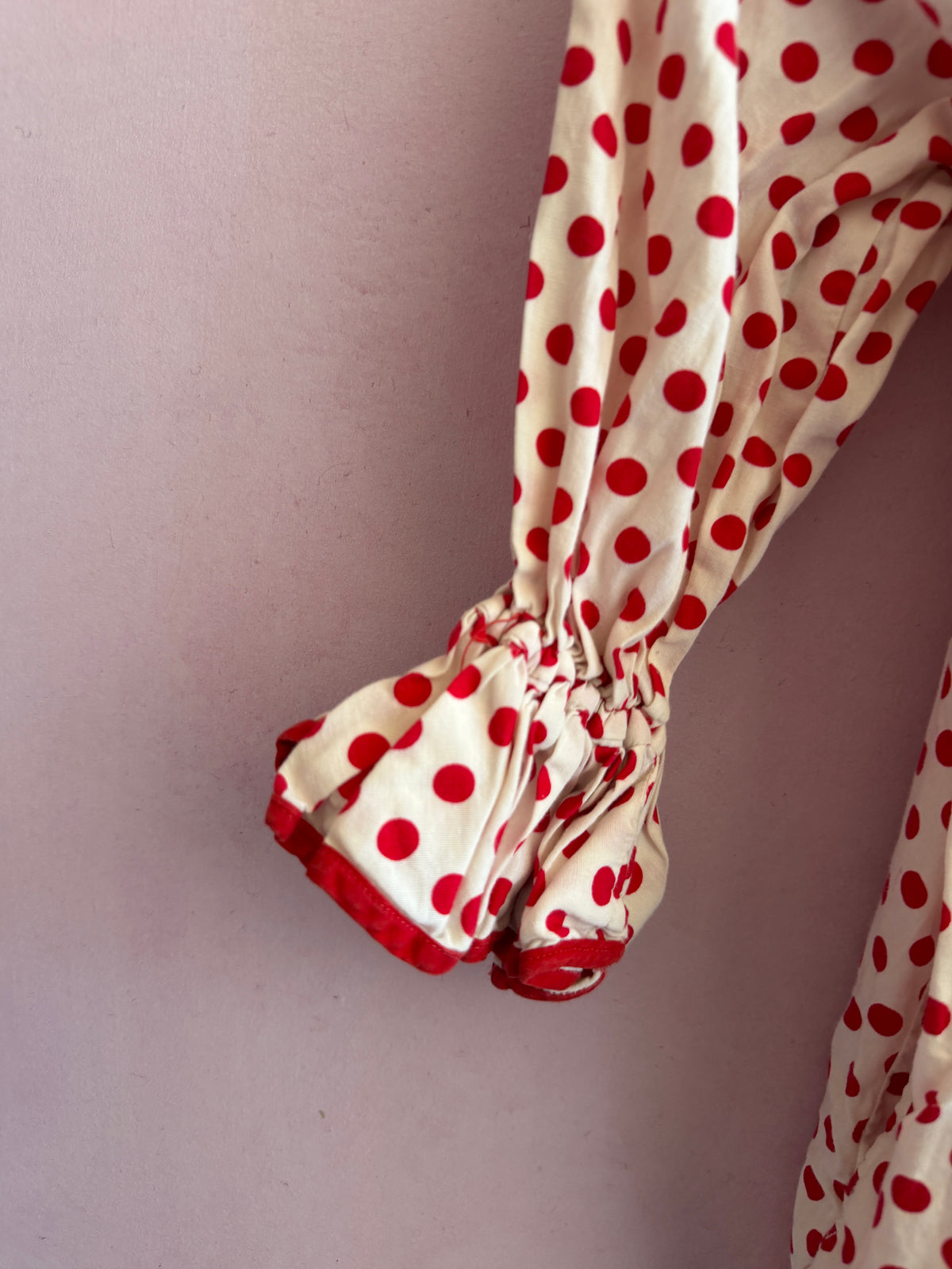 Vintage handmade Red + white dot / rental only