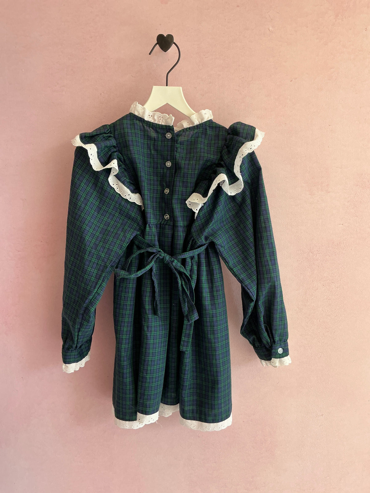 vintage Evergreen Plaid Prairie Dress / 2-3 Years