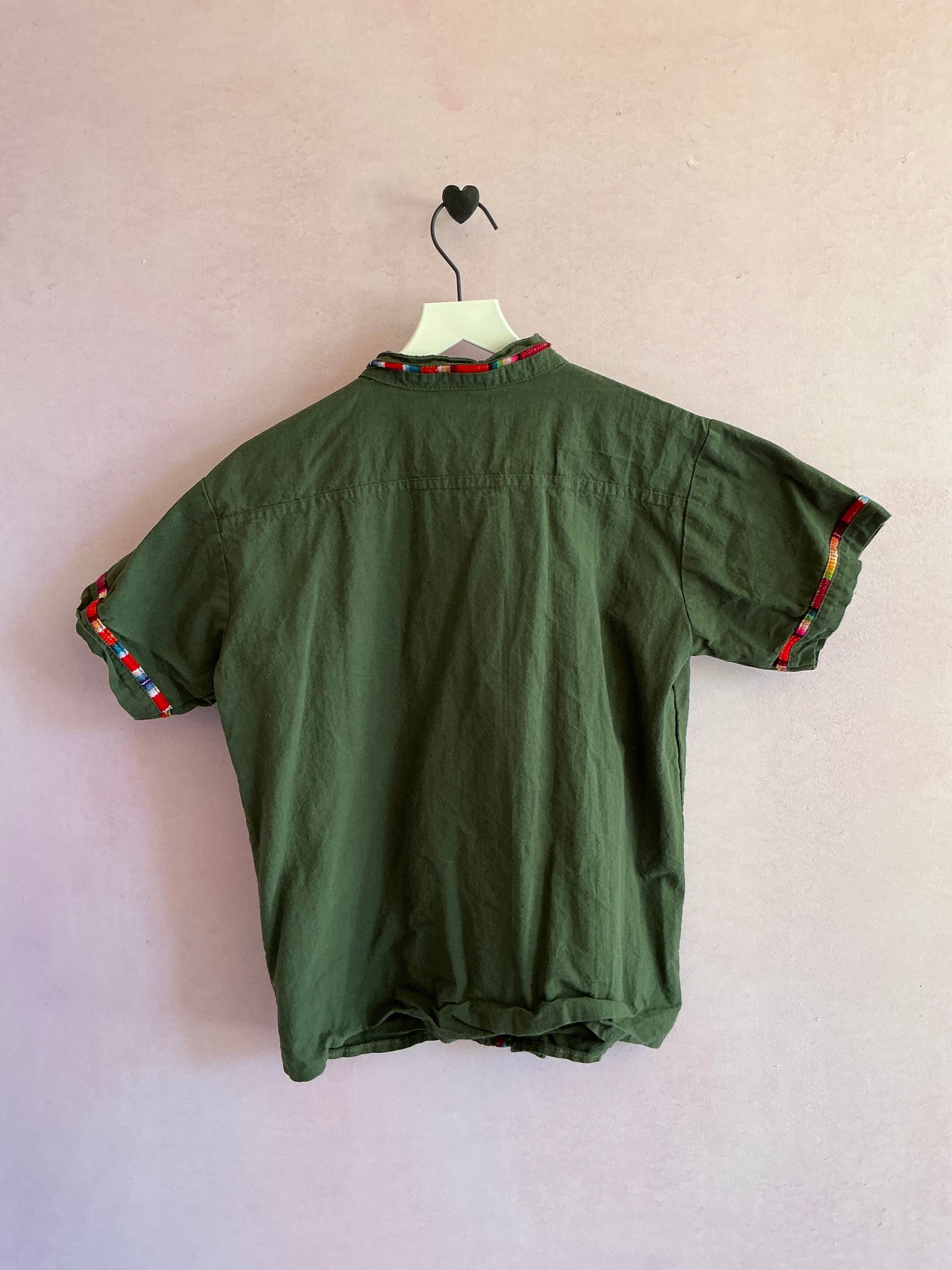 vintage Olive Green Blanket Trim button down / 10