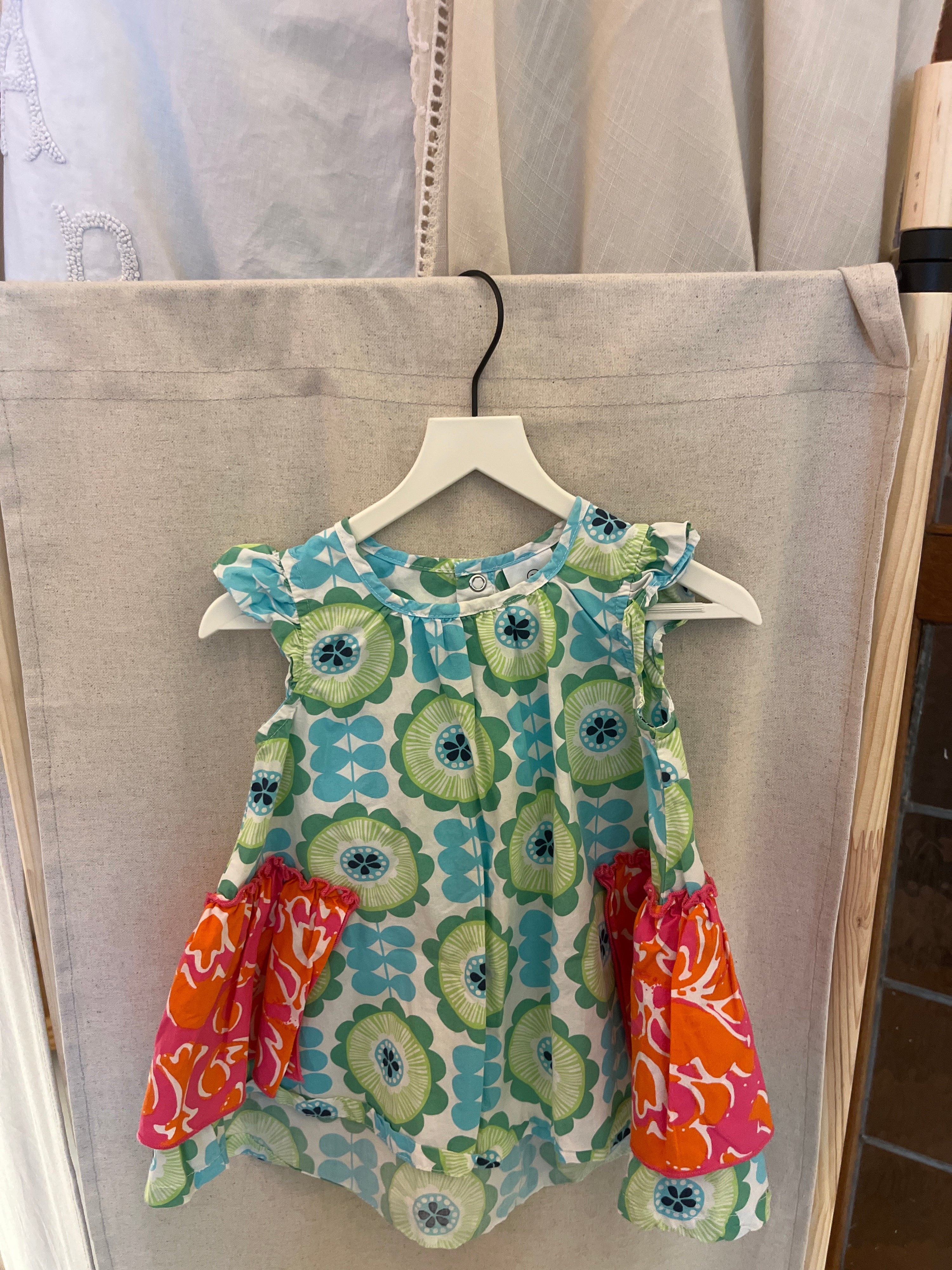 Hanna Andersson Multicolor (Green, Blue, Orange, Pink) Dress / 6-12 months