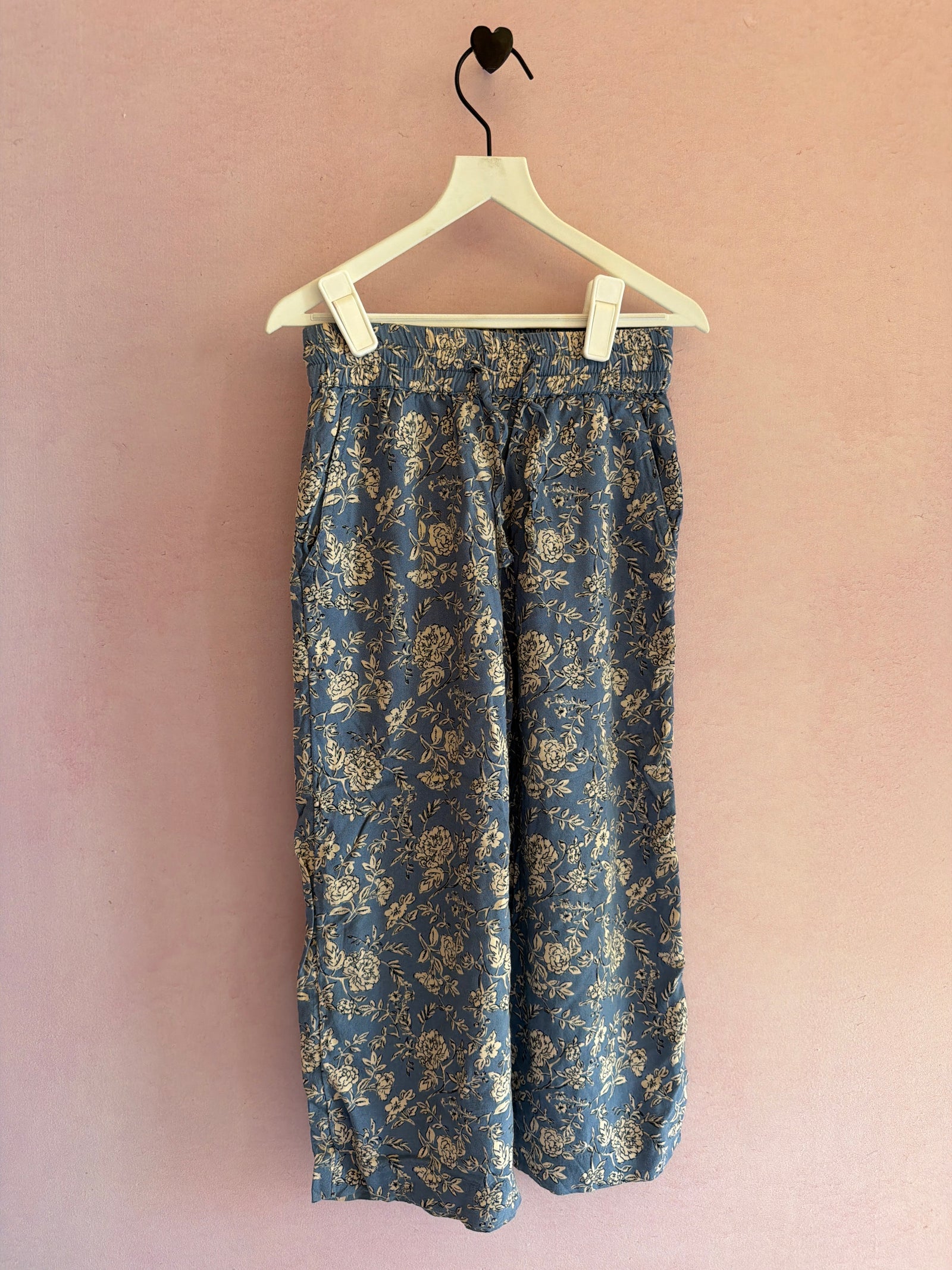 Monoprix French Blue White Floral Pants / 5