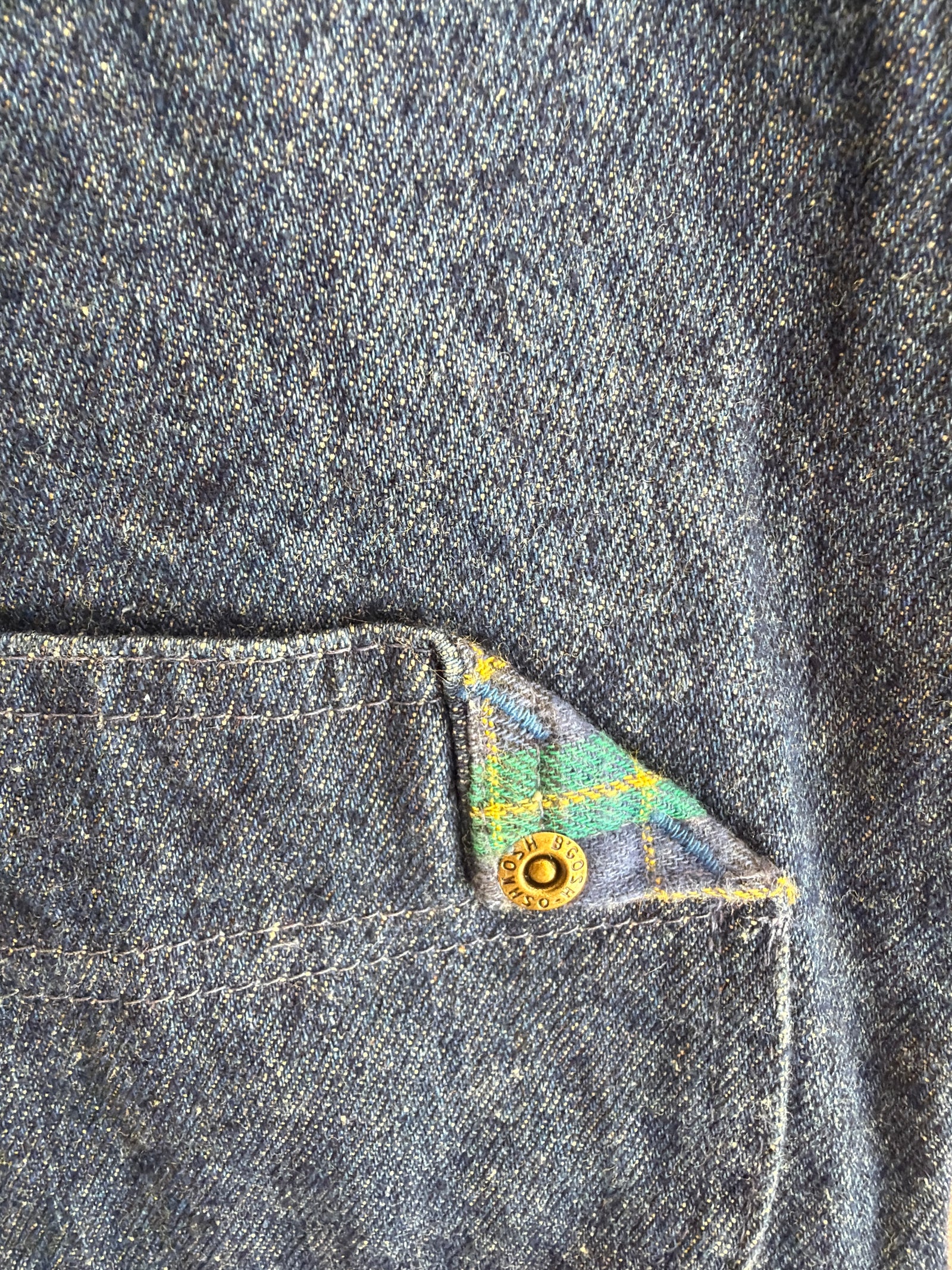 vintage OshKosh B'gosh Dark Denim Blue Plaid overalls / 5
