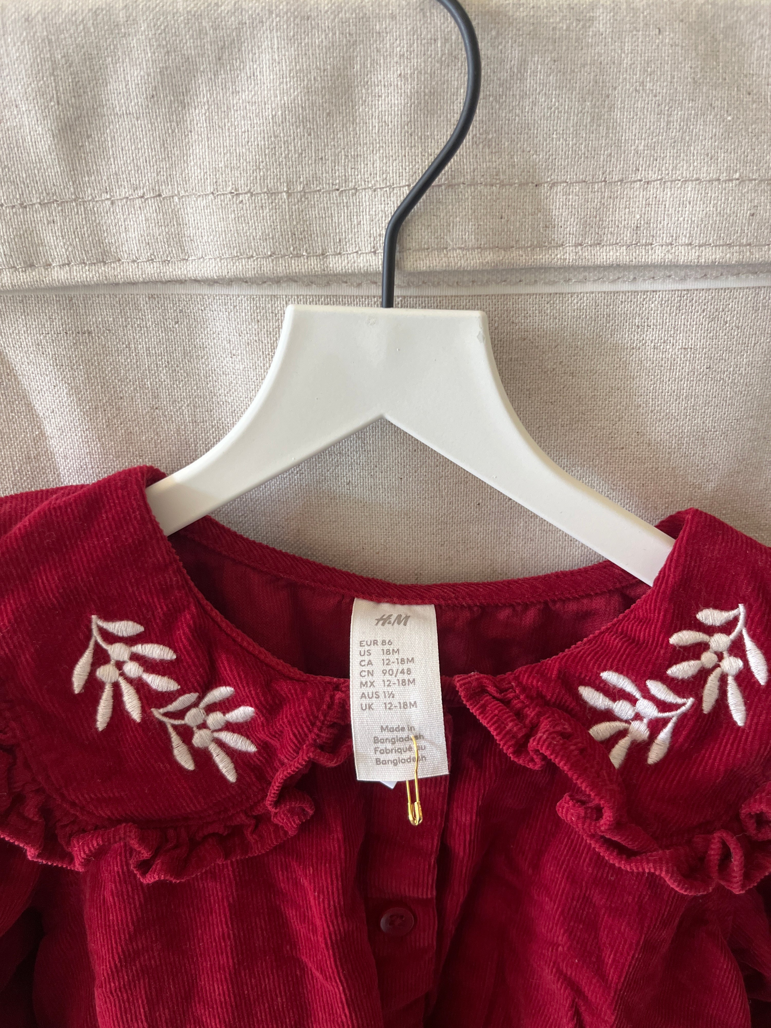 H&M Red Cord Ruffle Dress Dress / 12-18 months