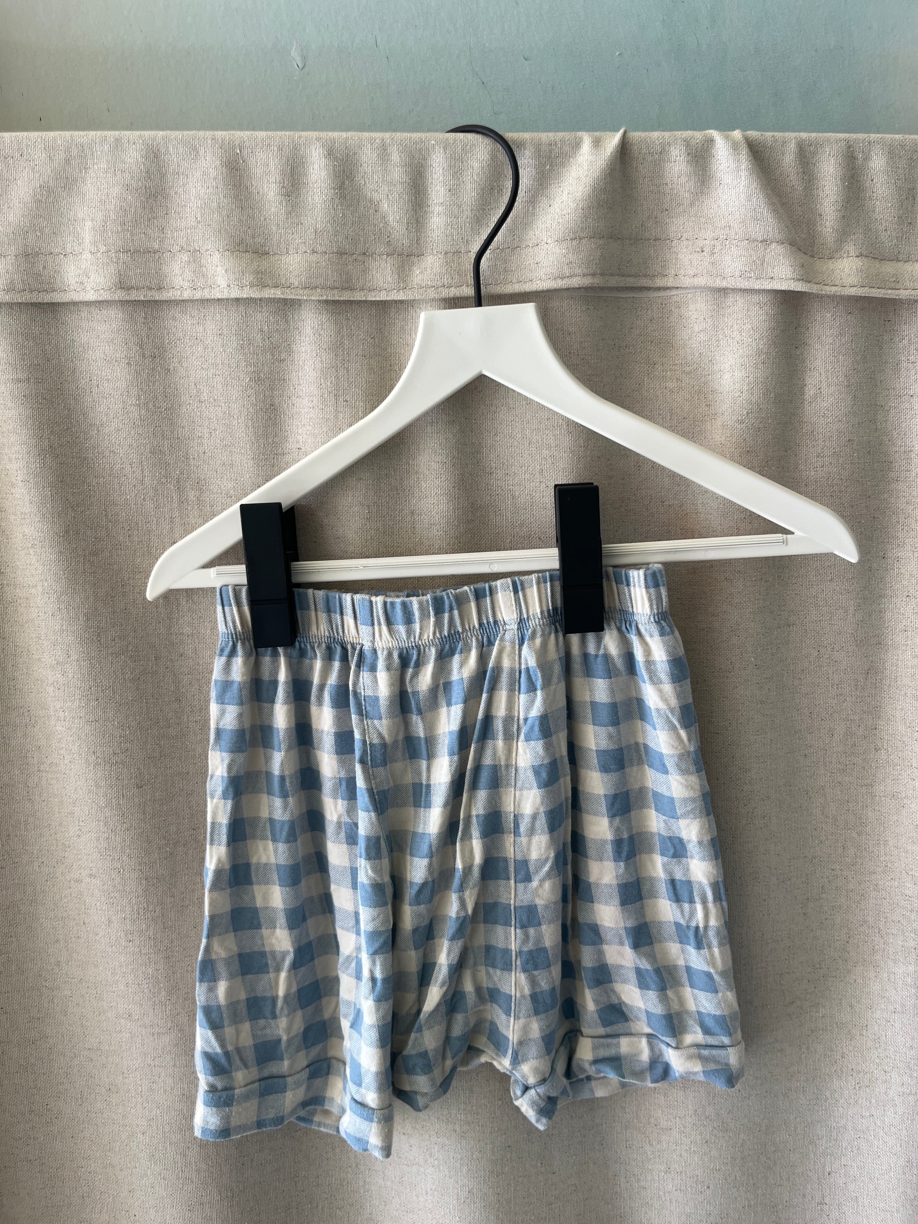 Kate Quinn Organics Blue and White Check Shorts / 2T
