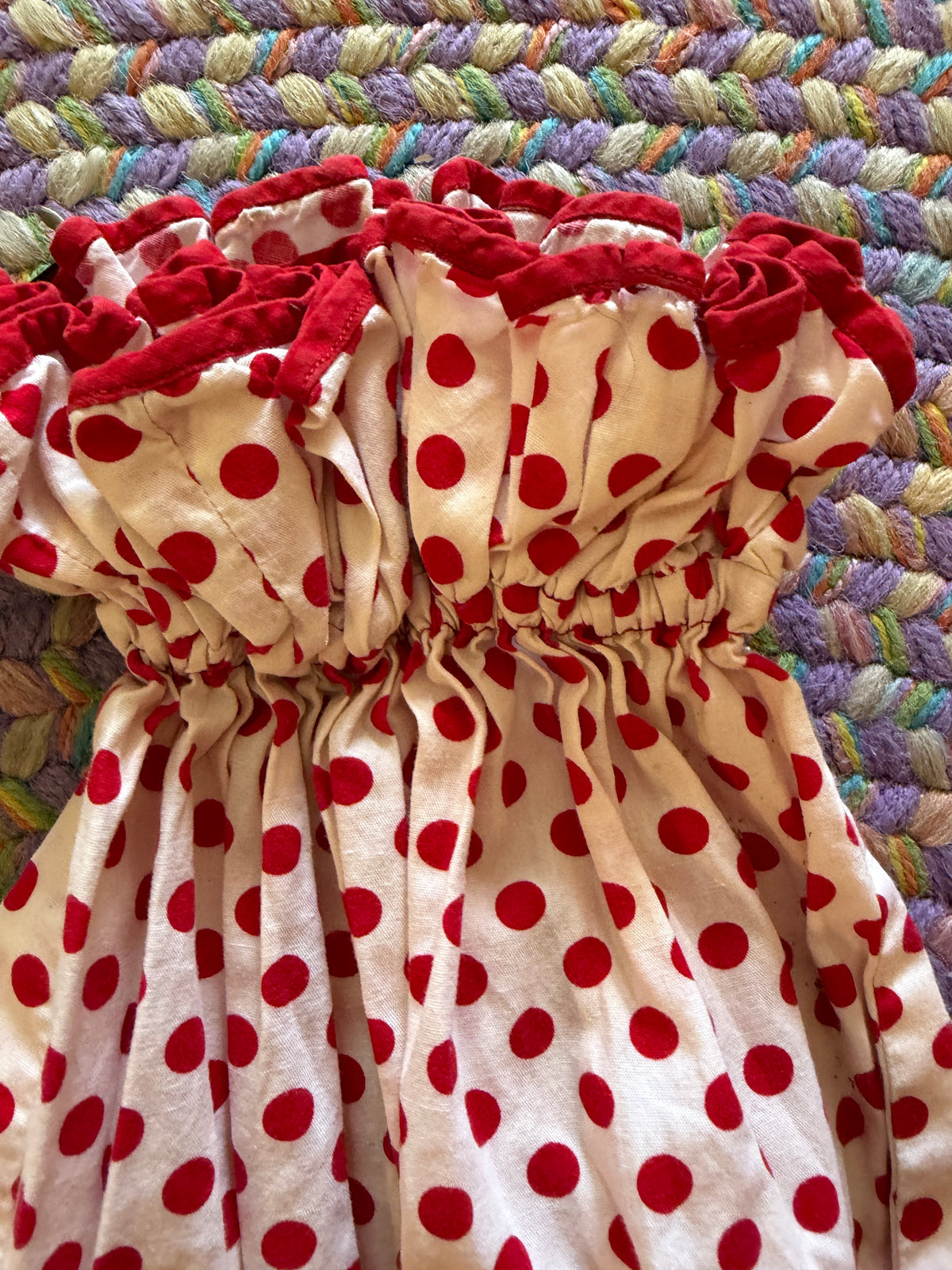 Vintage handmade Red + white dot / rental only