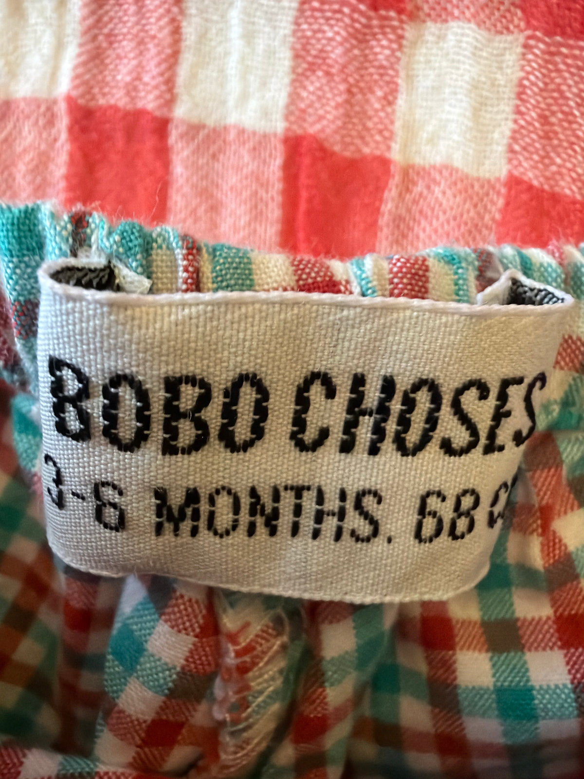Bobo Choses Picnic Check Apple Top and Shorts Set / 3-6 months