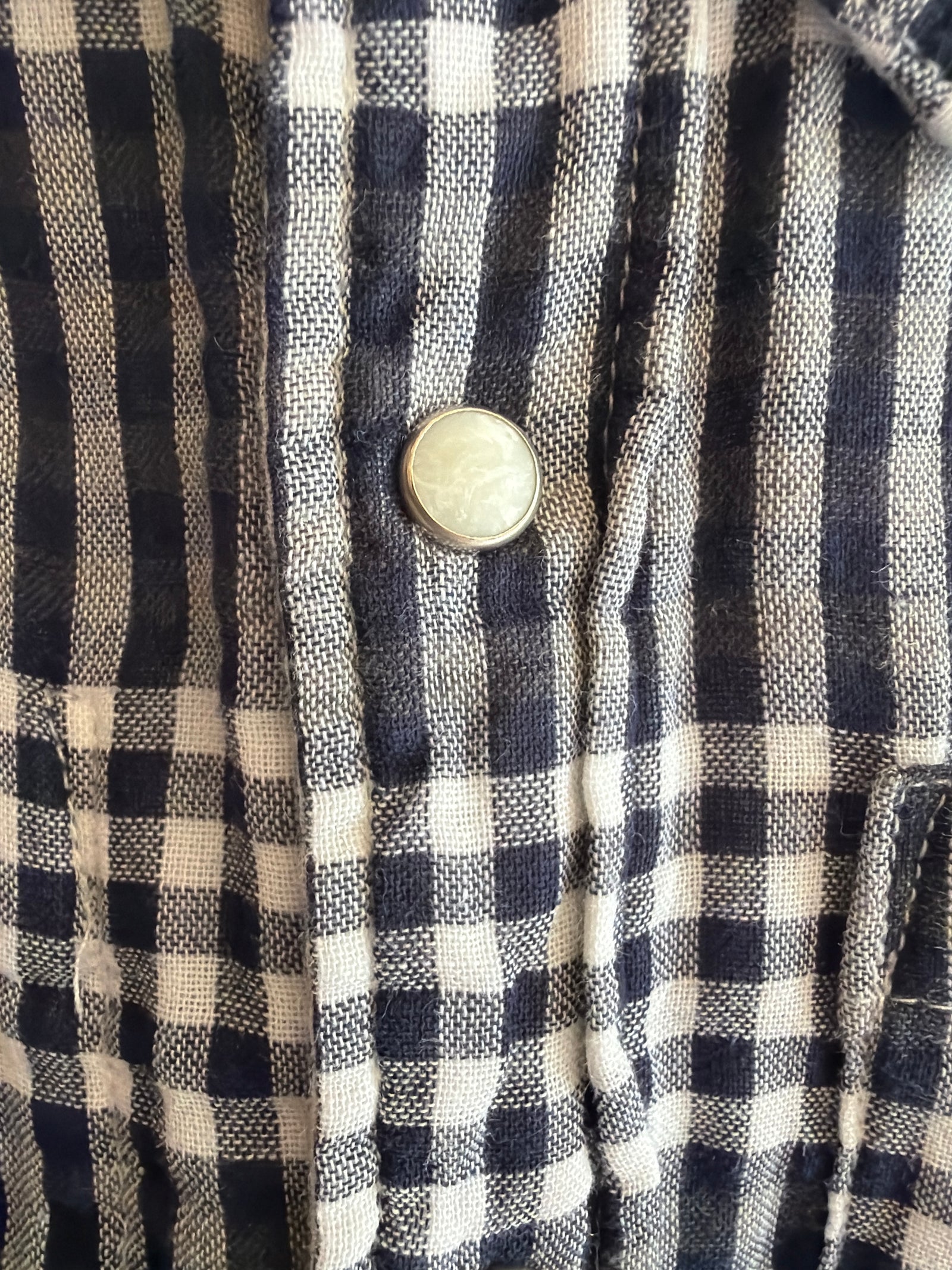 Bit'z Kids reversible button down navy gingham top / 4 Years