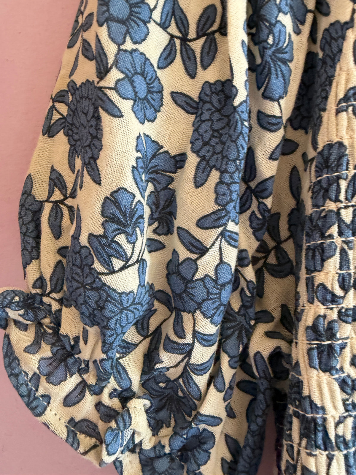 Monoprix Blue Floral Smocked Sundress / 10