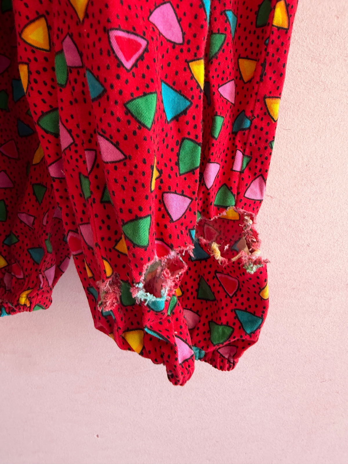 vintage cary sf confetti triangle clown jumpsuit Costume / 6-8 (rips)