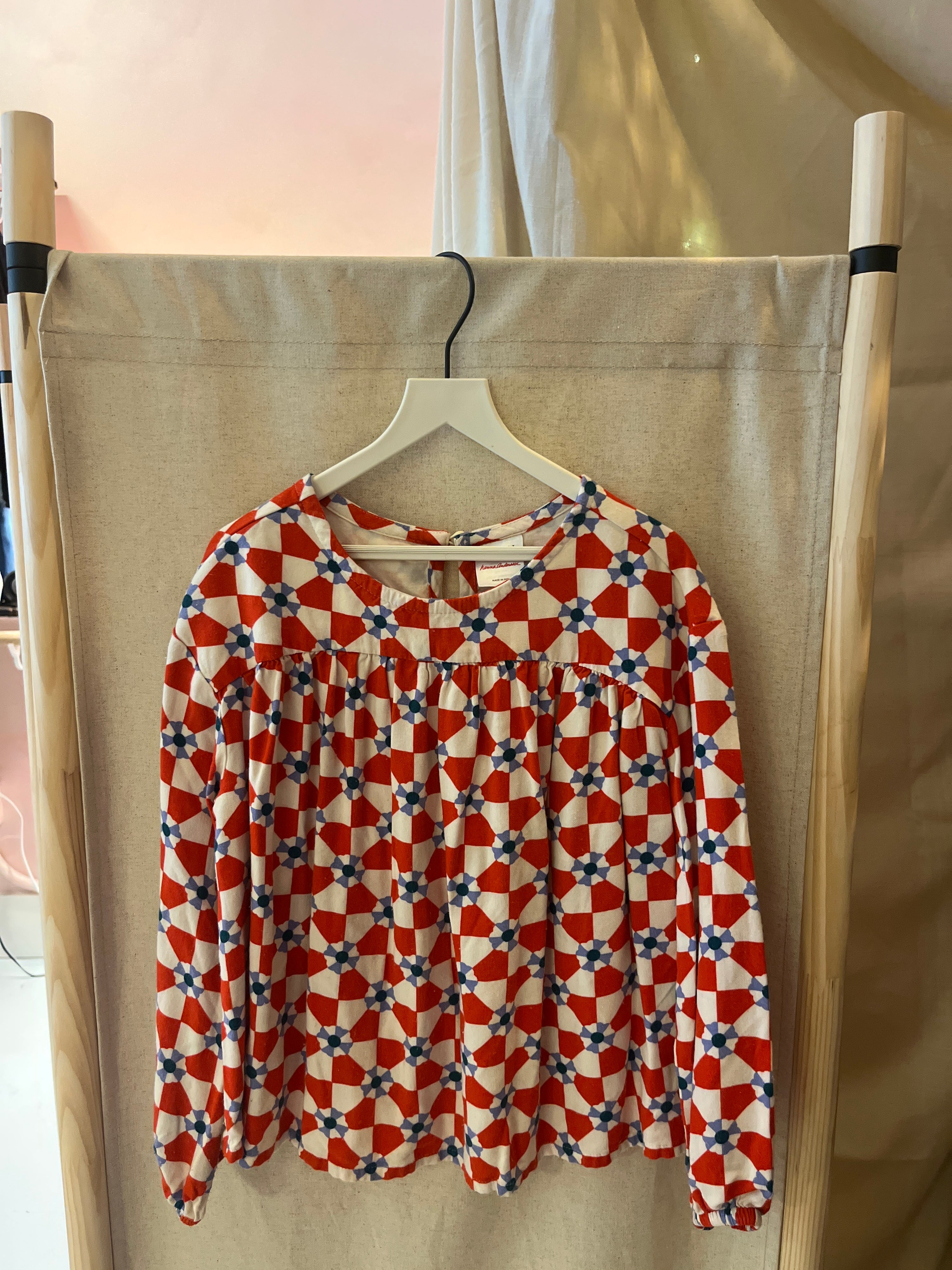 Hanna Andersson Red and White Pinwheel Blouse / 6-7 Years