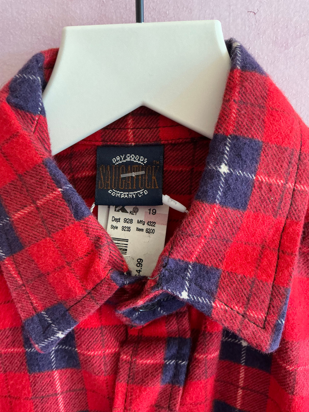 Vintage NWT Saugatuck Red and Navy Blue Flannel Shirt / 5 years