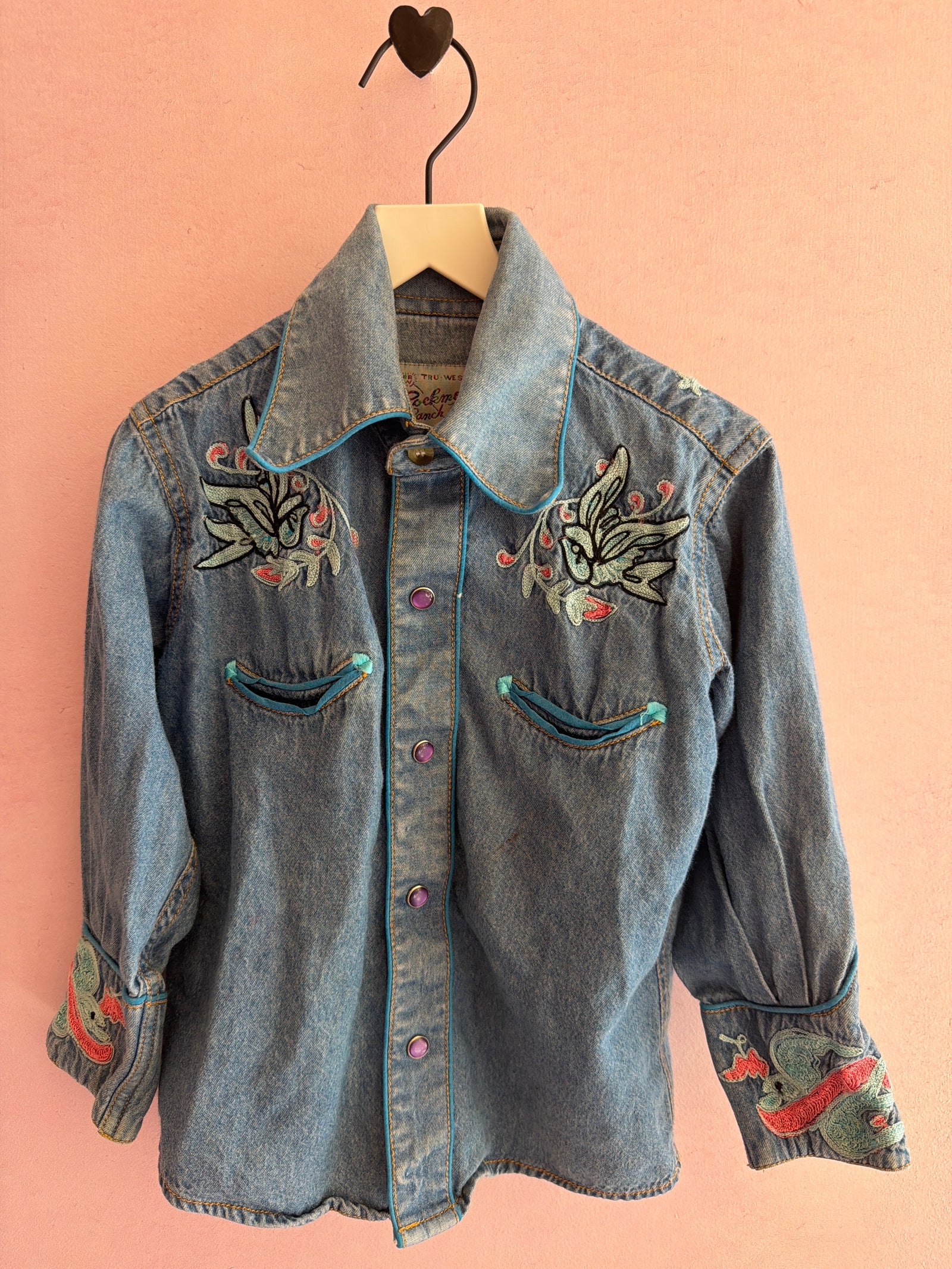 Tru-West by Rockmount Ranch Wear Chain Stitch Embroidered Western Snap Shirt