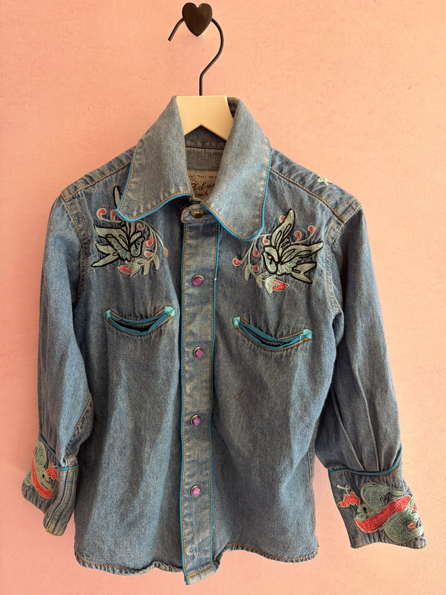 Tru-West by Rockmount Ranch Wear Chain Stitch Embroidered Western Snap Shirt