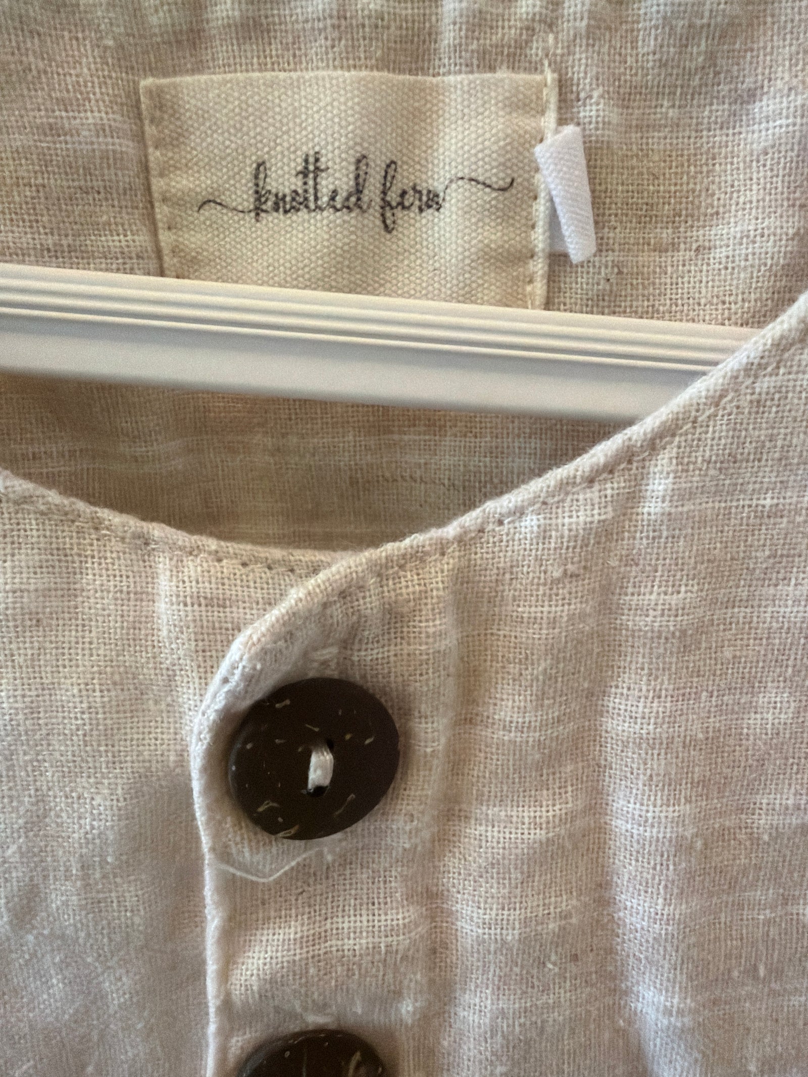 Knotted Fern Beige Linen Dress / 3T