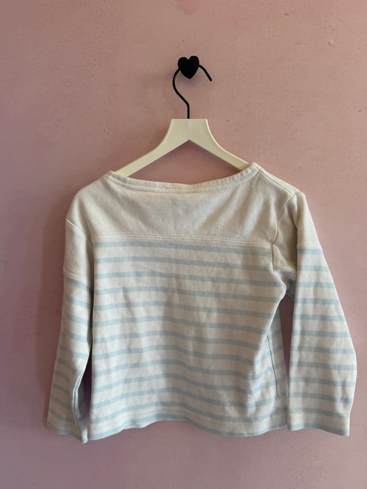 Blue and White Stripe Boat Neck Shirt / 3