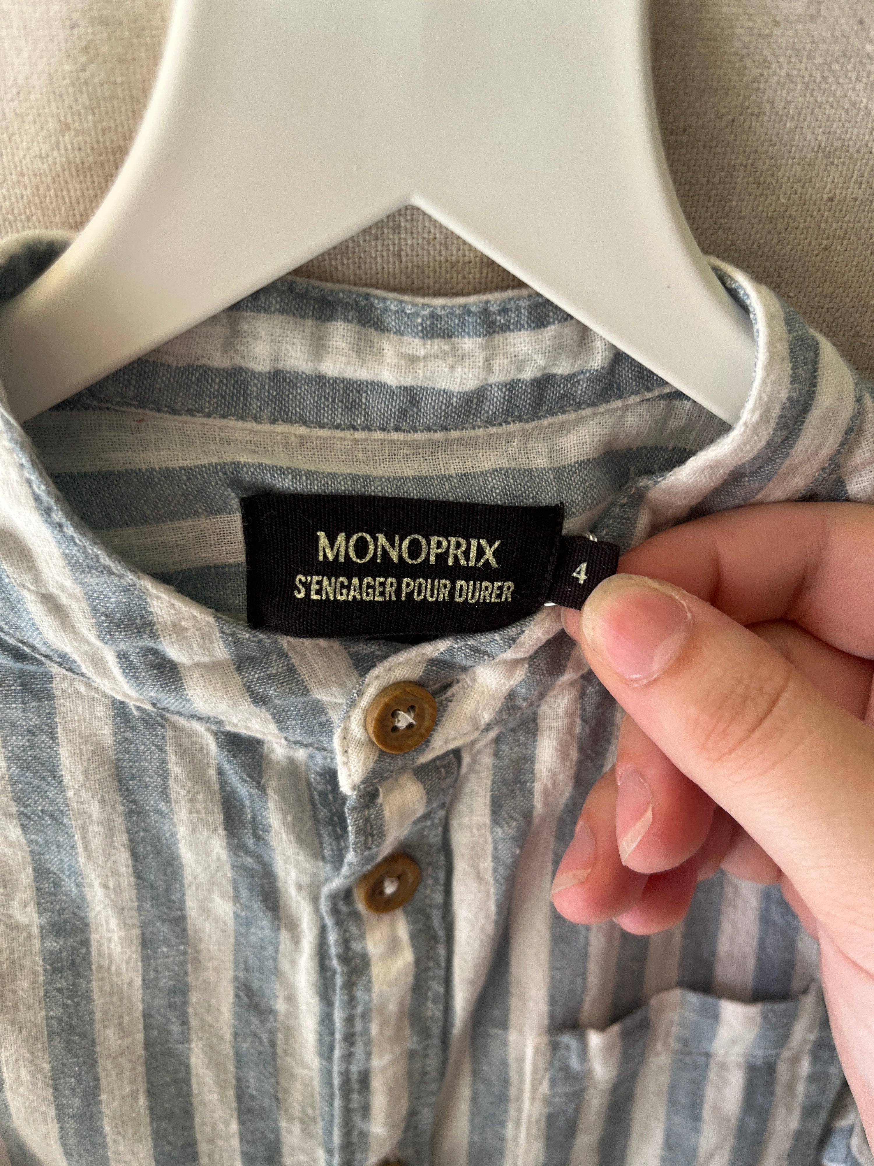 monoprix Blue and White Stripes Shirt / 3-4 Years