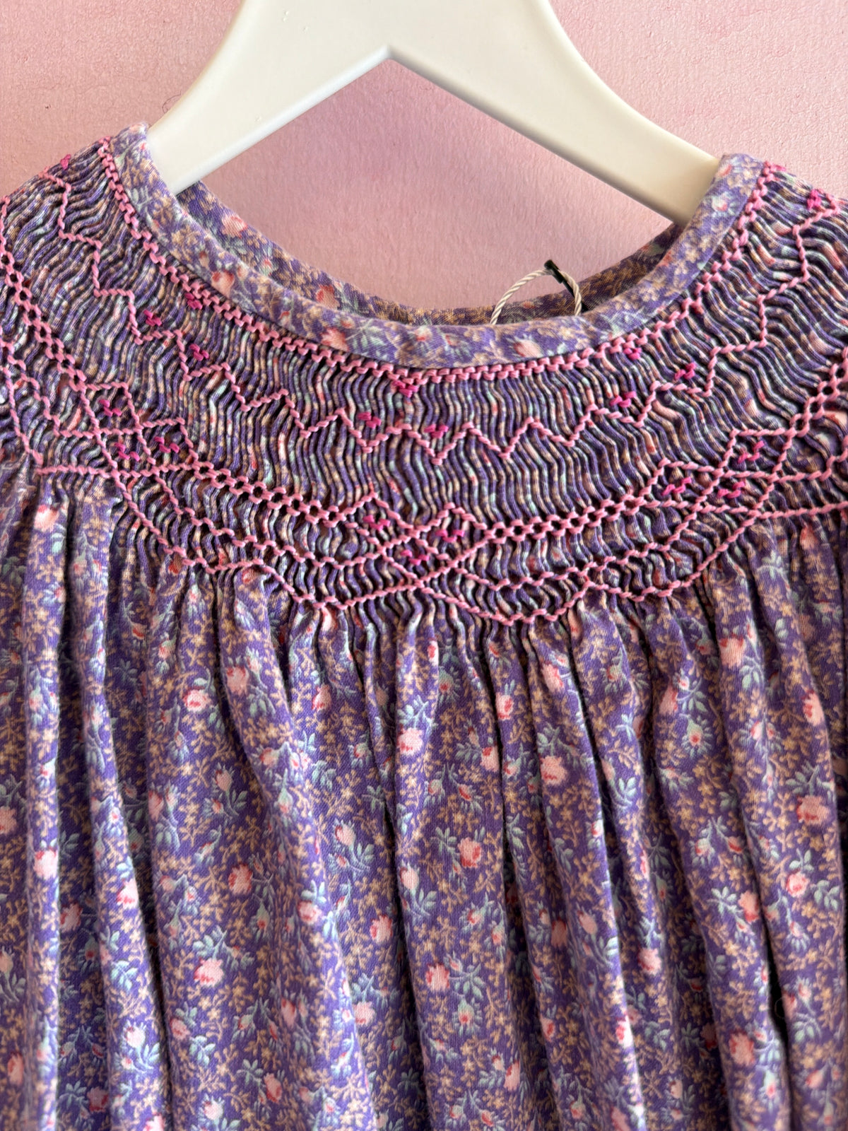 Lavender Hand-Smocked Scalloped Trim Dress / 2-3