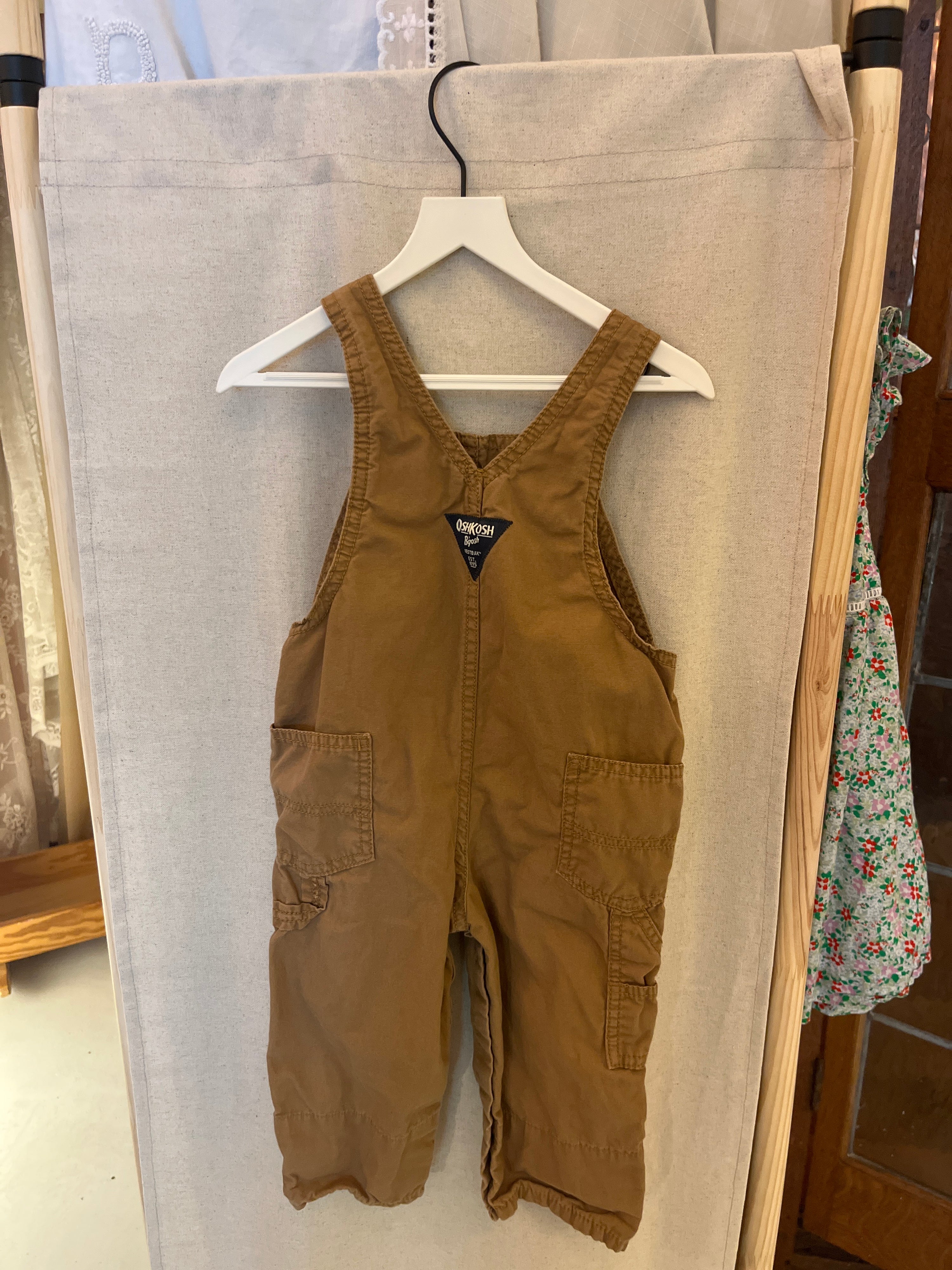 OshKosh Big Pocket Tan overalls / 18 months