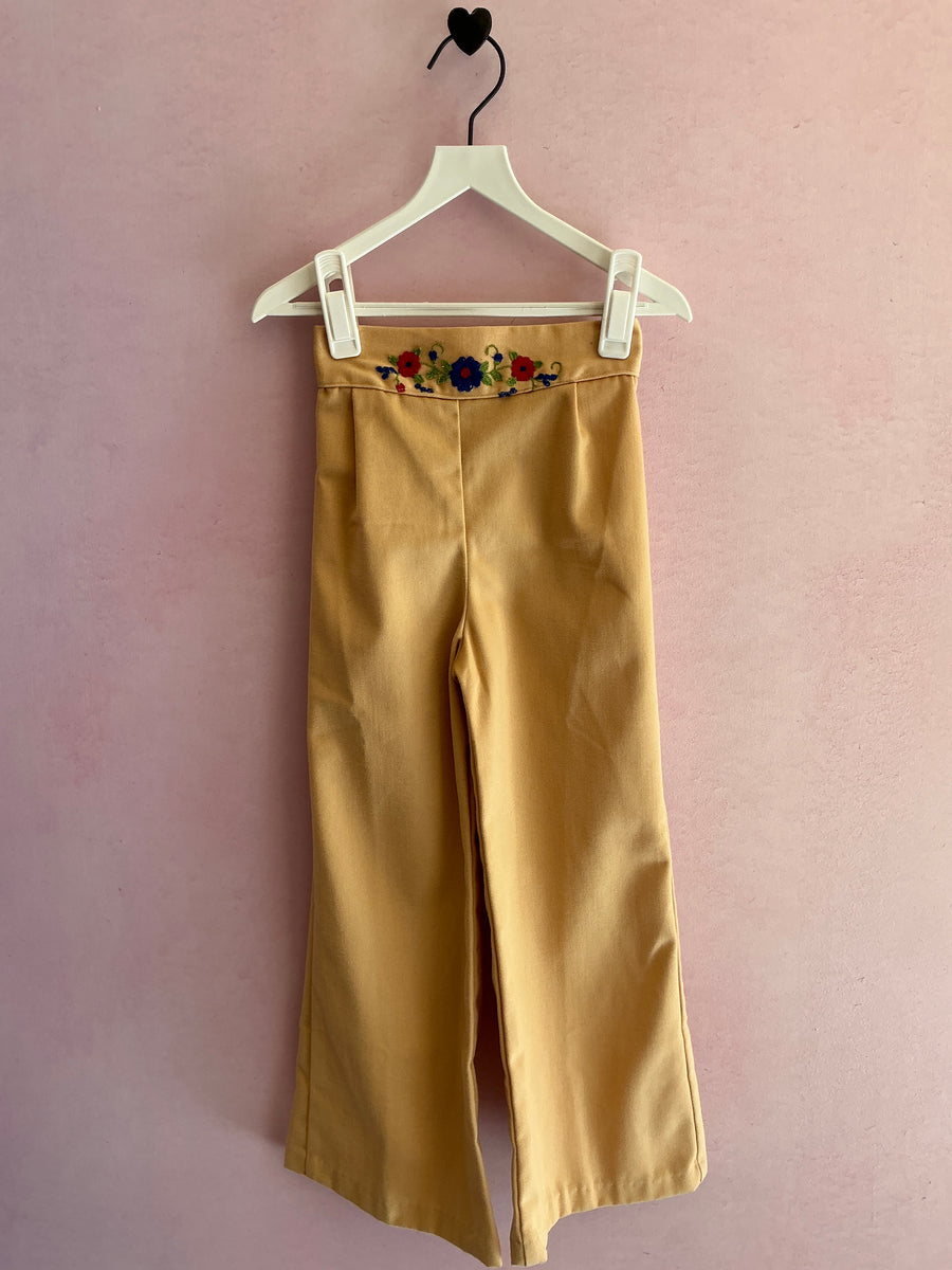 vintage high waist flare embroidery Pants / 5-6 (blend)