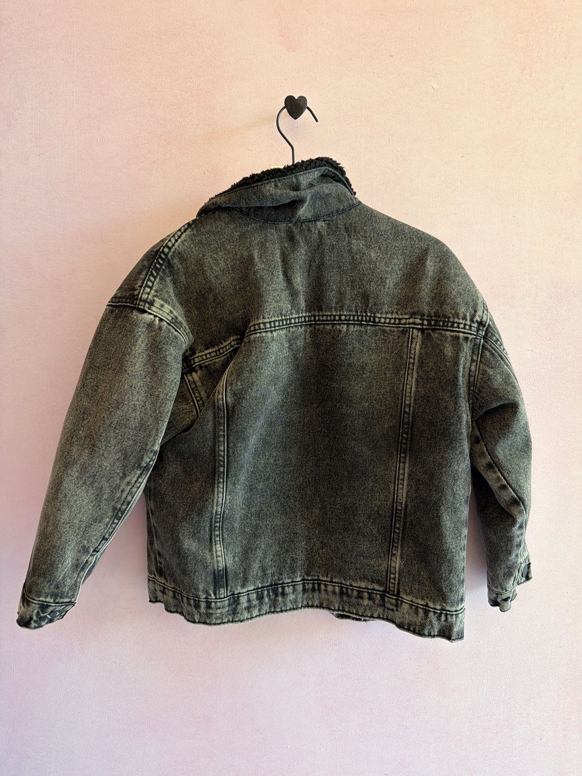 zara Gray Denim Sherpa Lined Bomber Jacket / 8