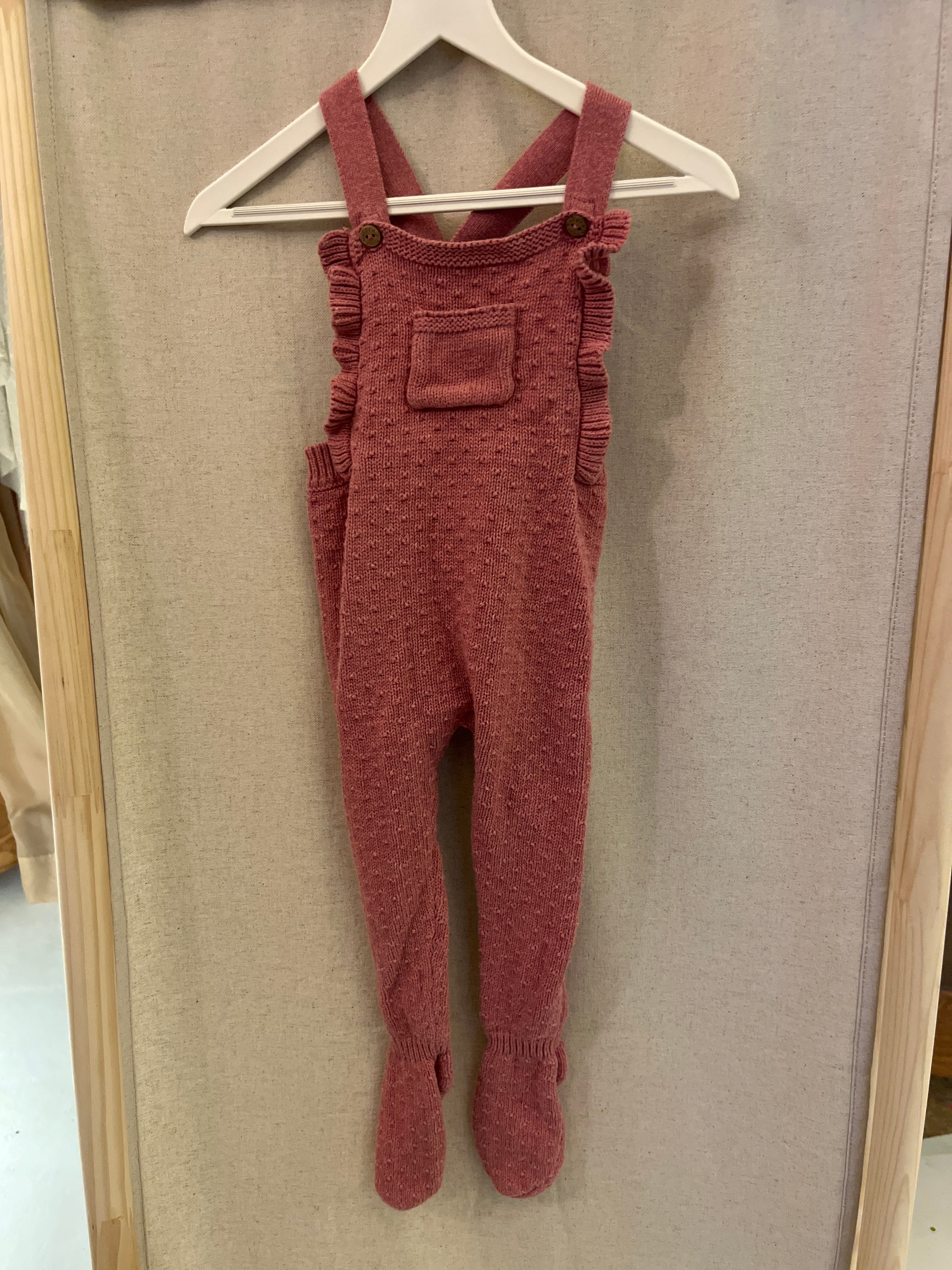 sfera Pink Pointelle Knit Footed Jumpsuit / 6 months