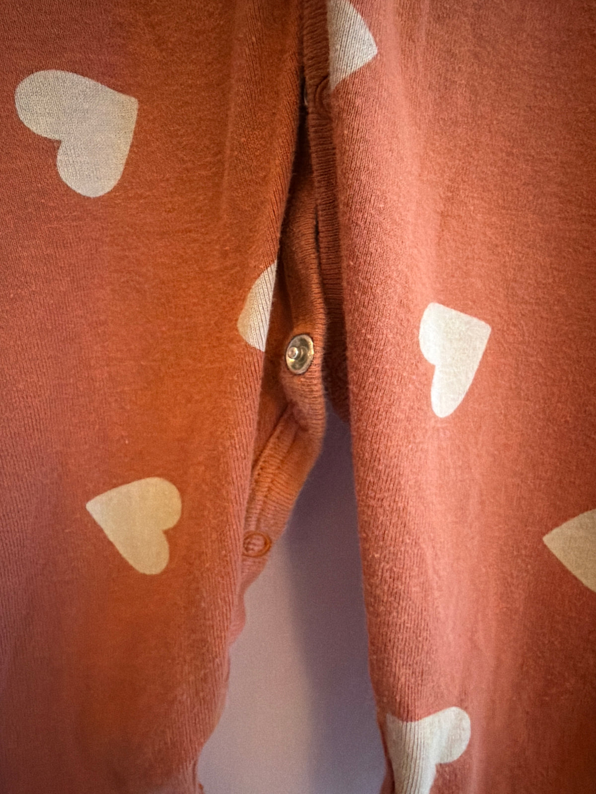 Petit Bateau Salmon with White Hearts Romper / 6 months
