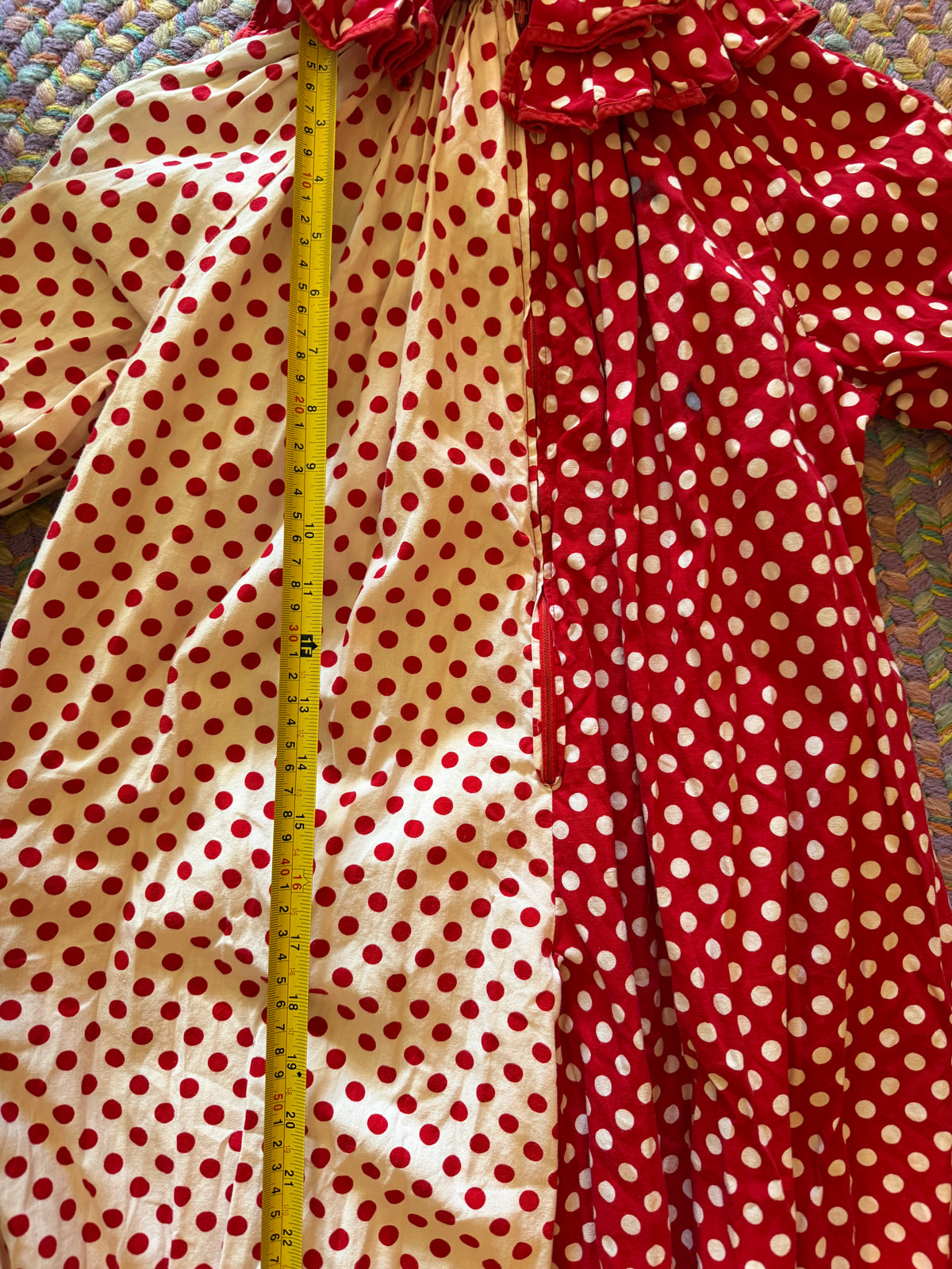 Vintage handmade Red + white dot / rental only