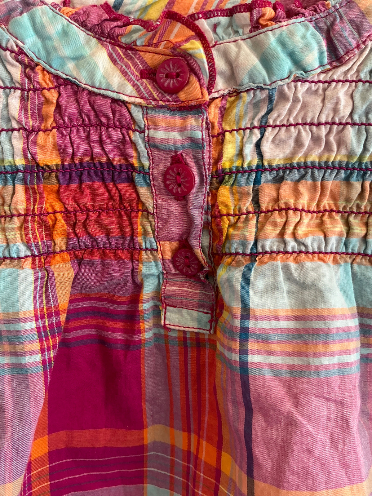 2010 Old Navy jewel tone plaid Blouse / 6-12 months