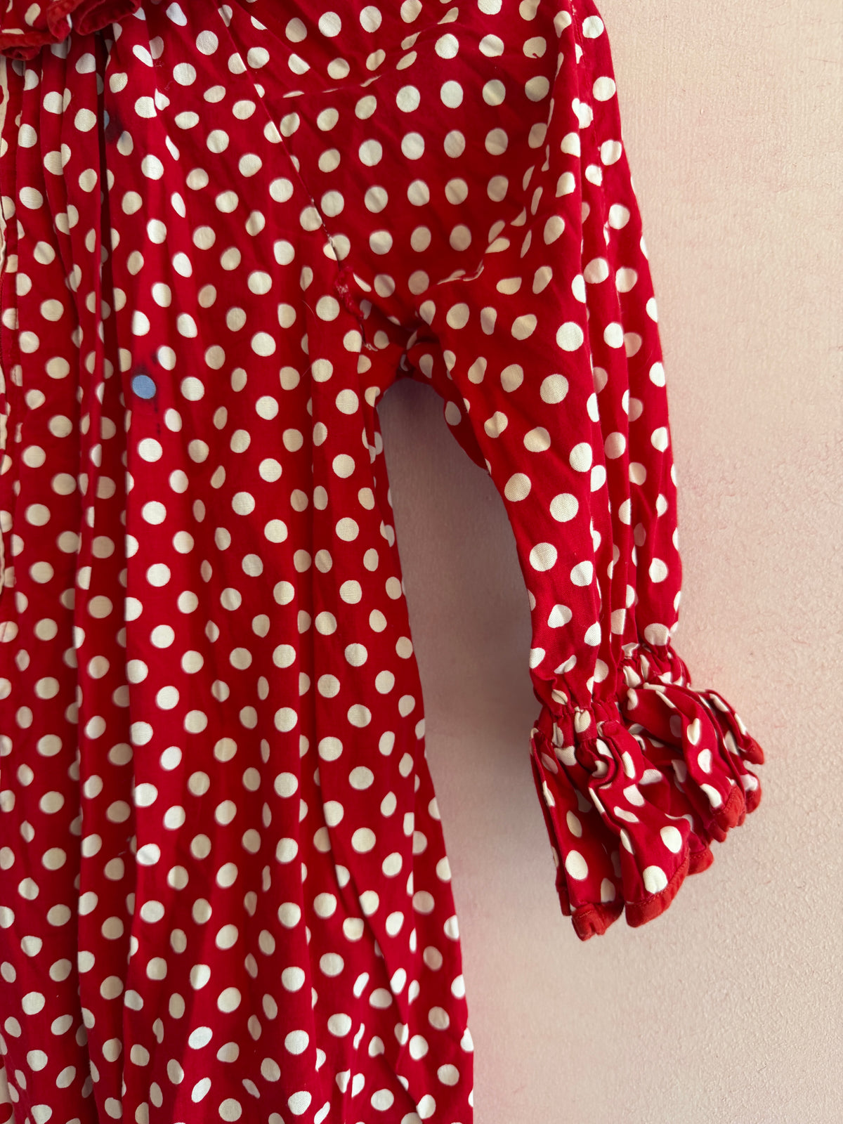 Vintage handmade Red + white dot / rental only