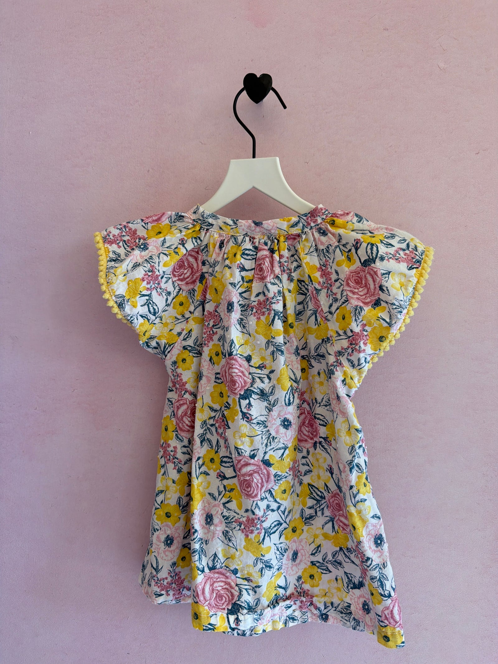 Penelope Mack White, Yellow, Pink, Green Flower Dot Trim Blouse / 3