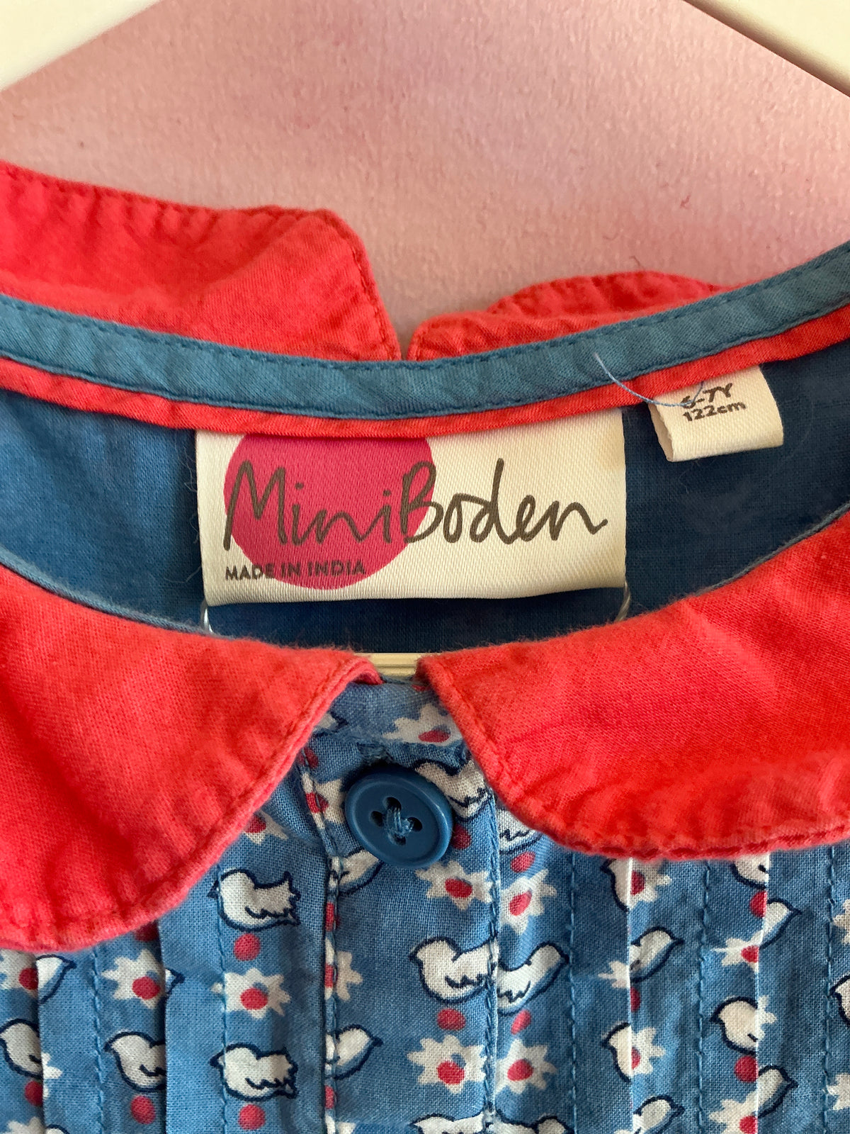 mini boden Stars Doves Peterpan Collar Dress / 6-7 Years