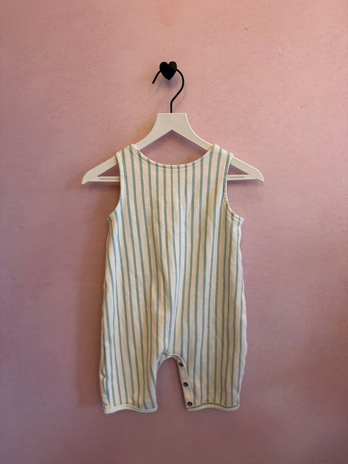 PEHR Mint Stripe Romper / 3-6 months