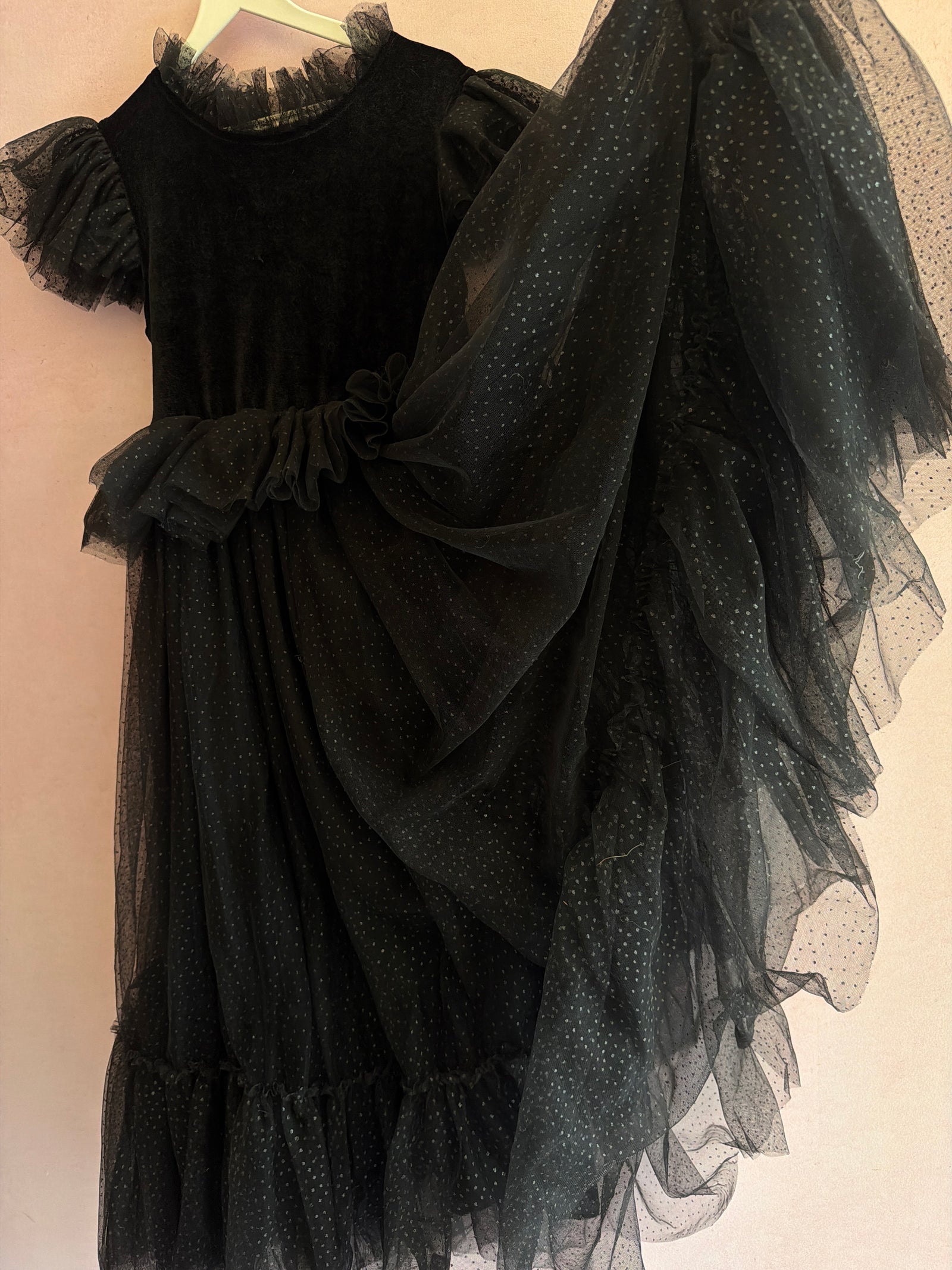 Autumn Moon Kids Clothing Black Whimsical Velvet Witch Dress / 6