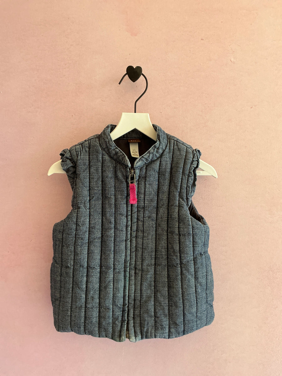 Tea Chambray Ruffle Sleeve Vest / 2-3