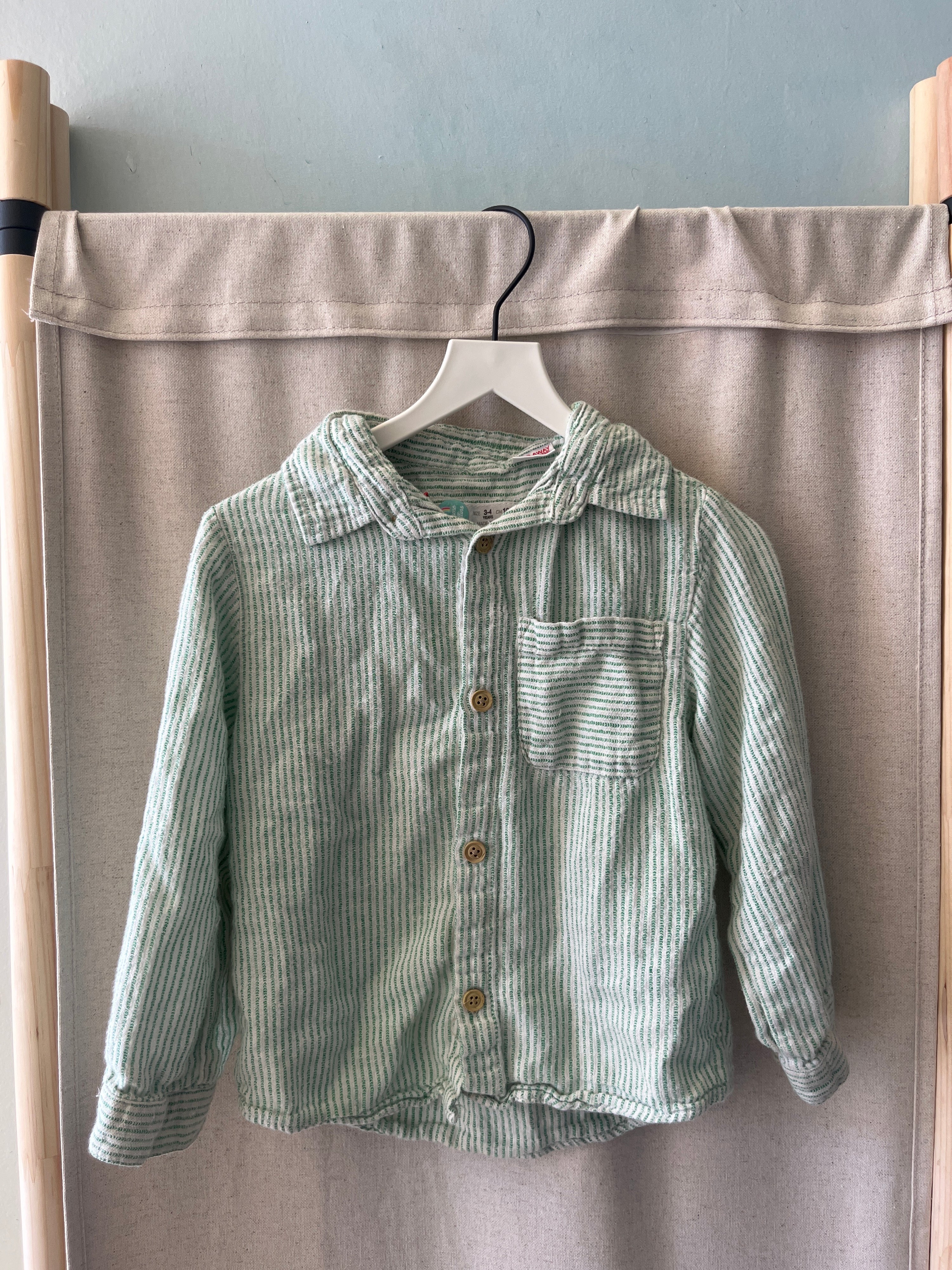 Zara Green and white Shirt / 3-4 Years