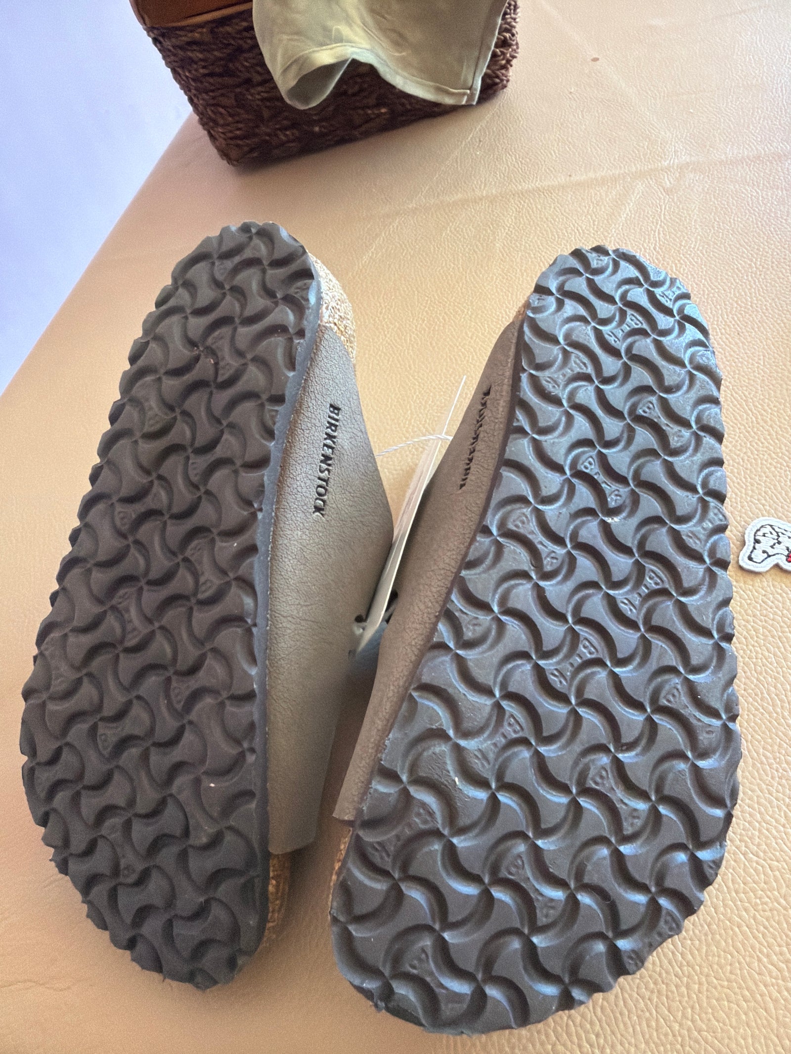 Birkenstock Taupe Leather Sandals / 28