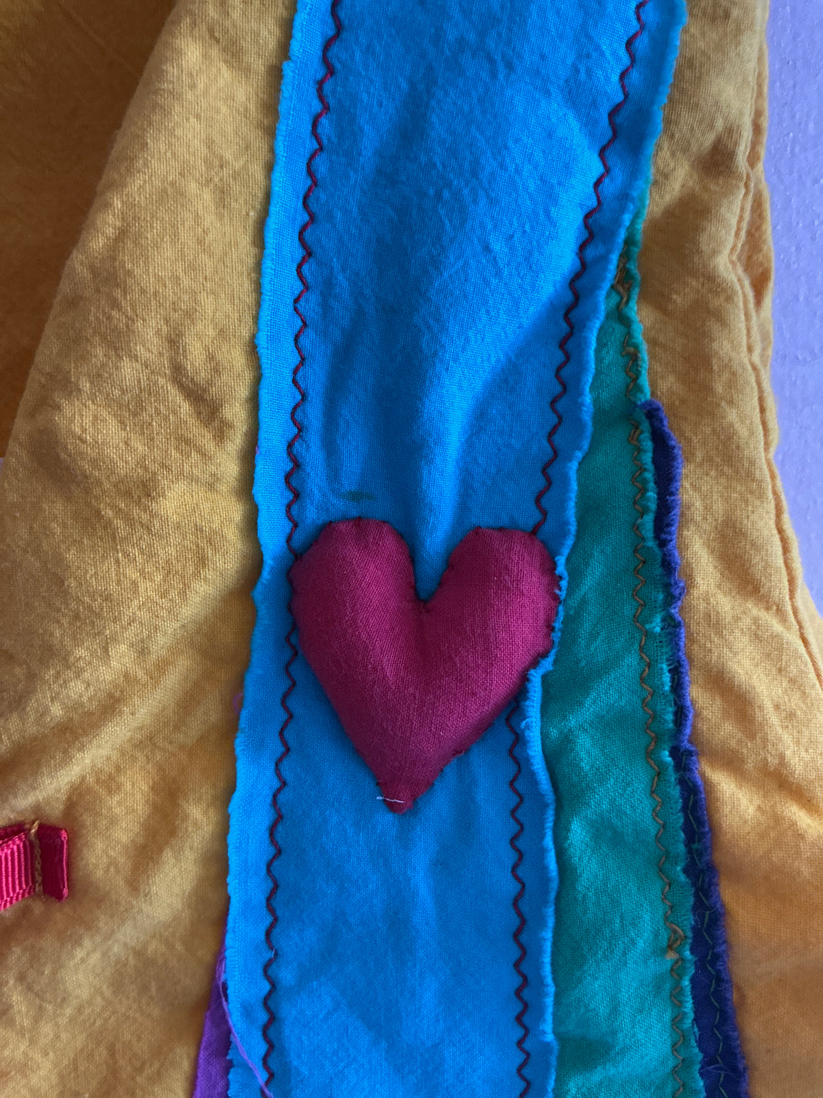 vintage handmade Rainbow Bright Heart vest / Youth Large