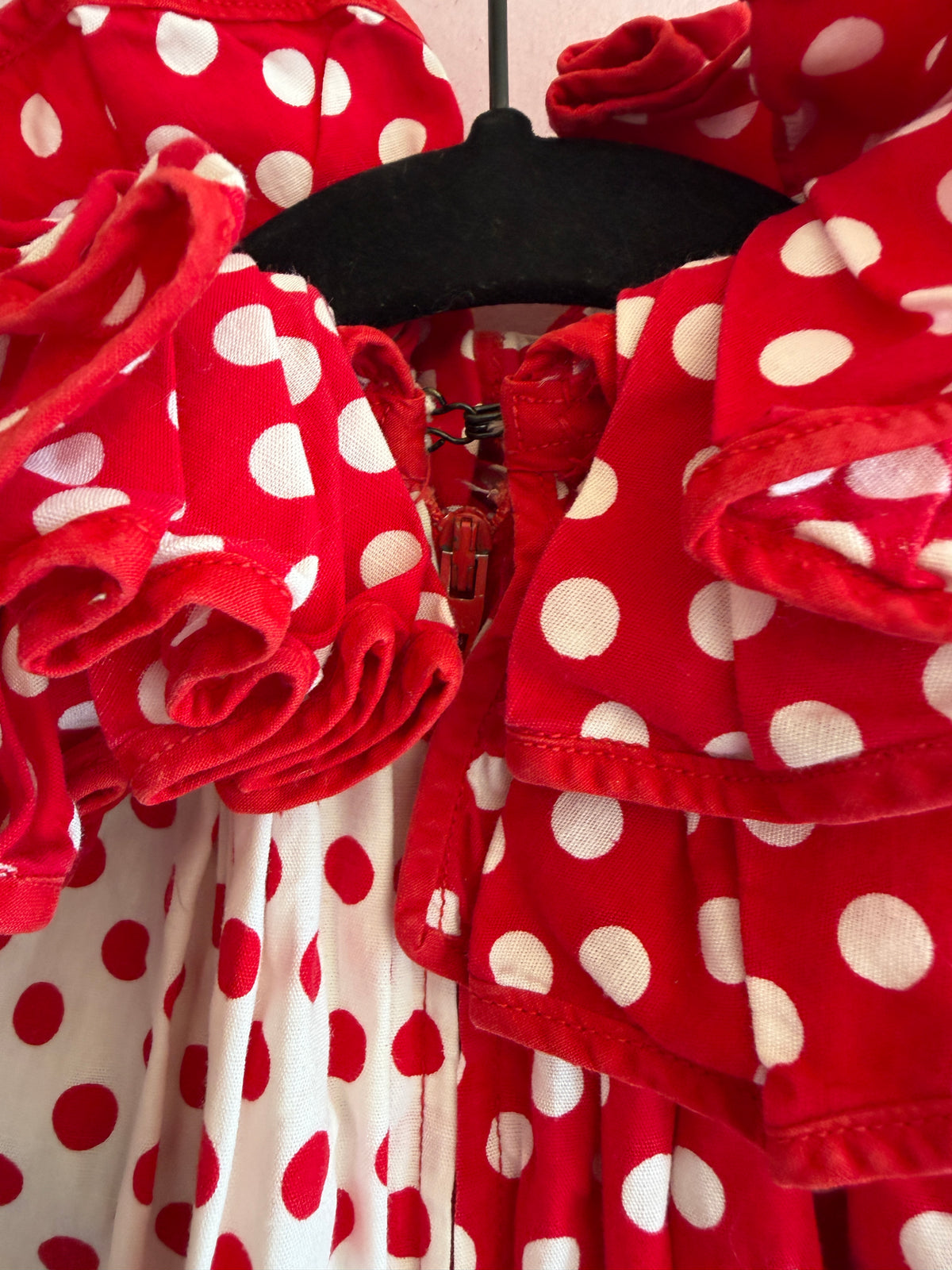 Vintage handmade Red + white dot / rental only
