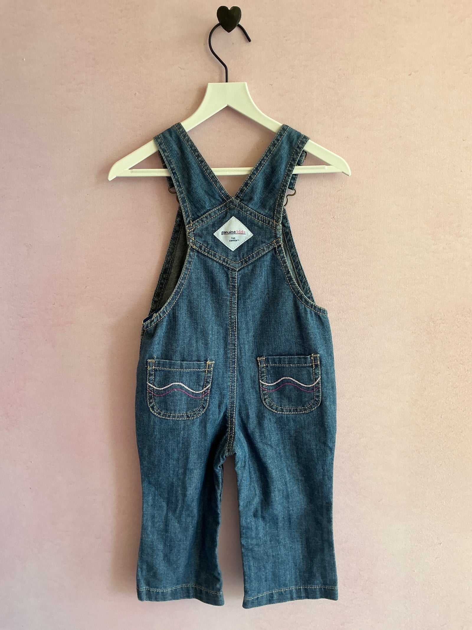 NWTs vintage OshKosh B'gosh zigzag embroidery Overalls / 12 months