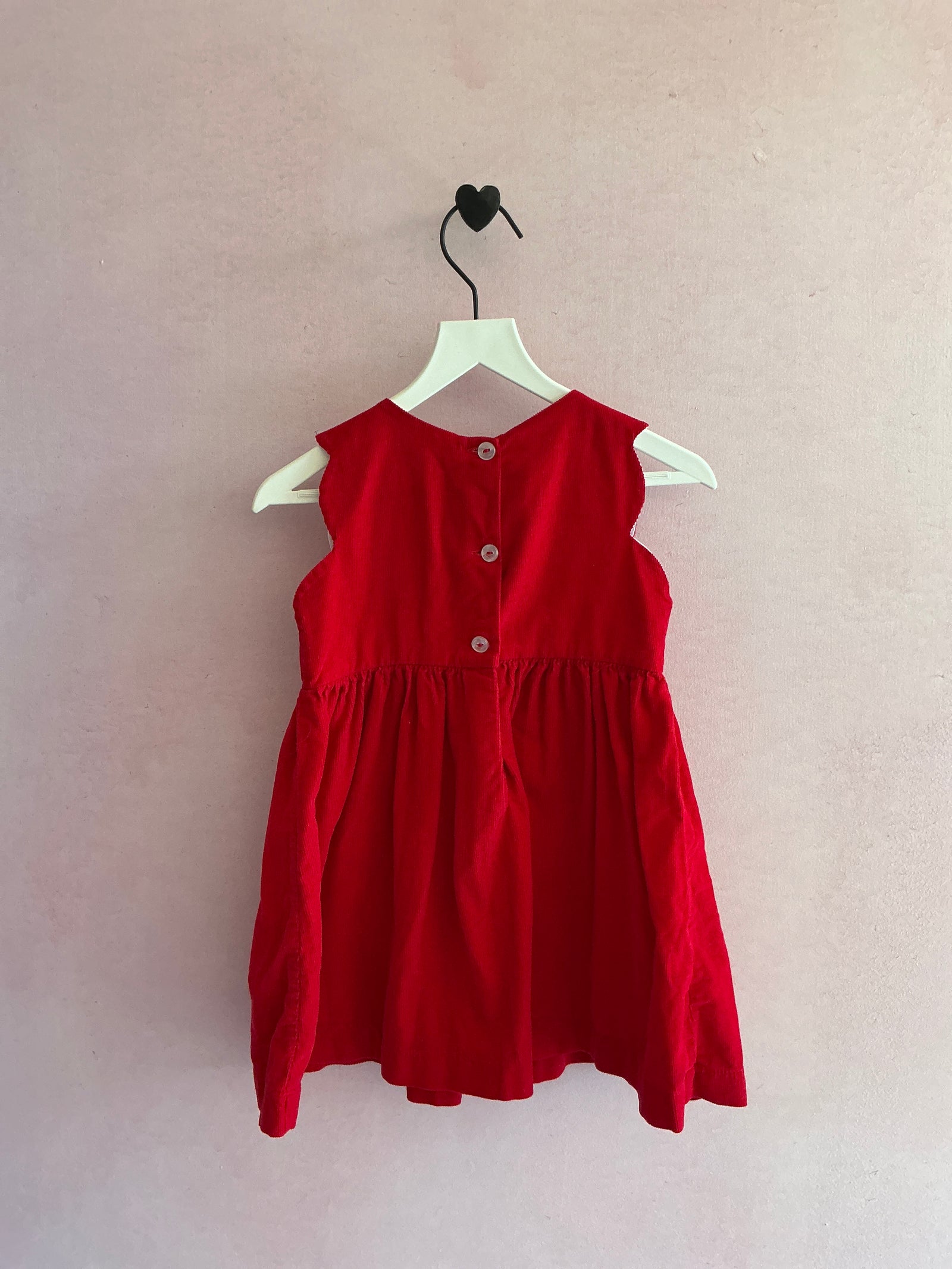 James & Lottie Red, scalloped arms Dress / 2T