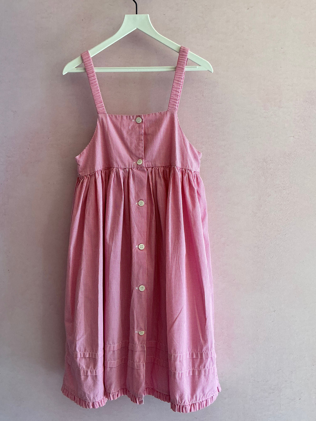 vintage Vive La Fete Hand-Smocked Pink and White Gingham Rosette Dress / 4