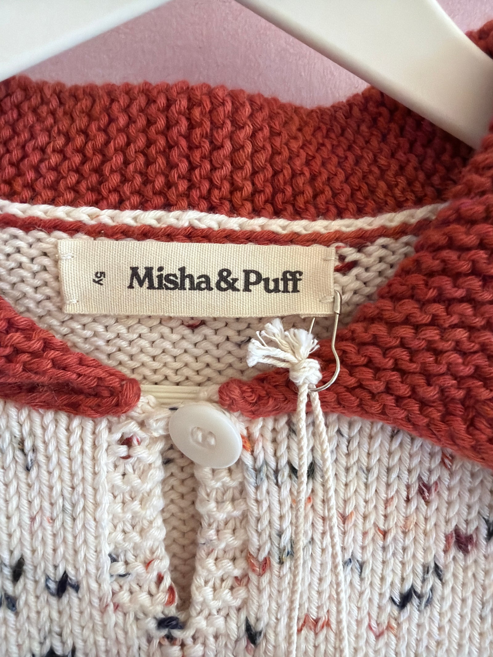 NWTs Misha & Puff Crochet Trim Puff Top in Picnic Confetti Sweater / 5